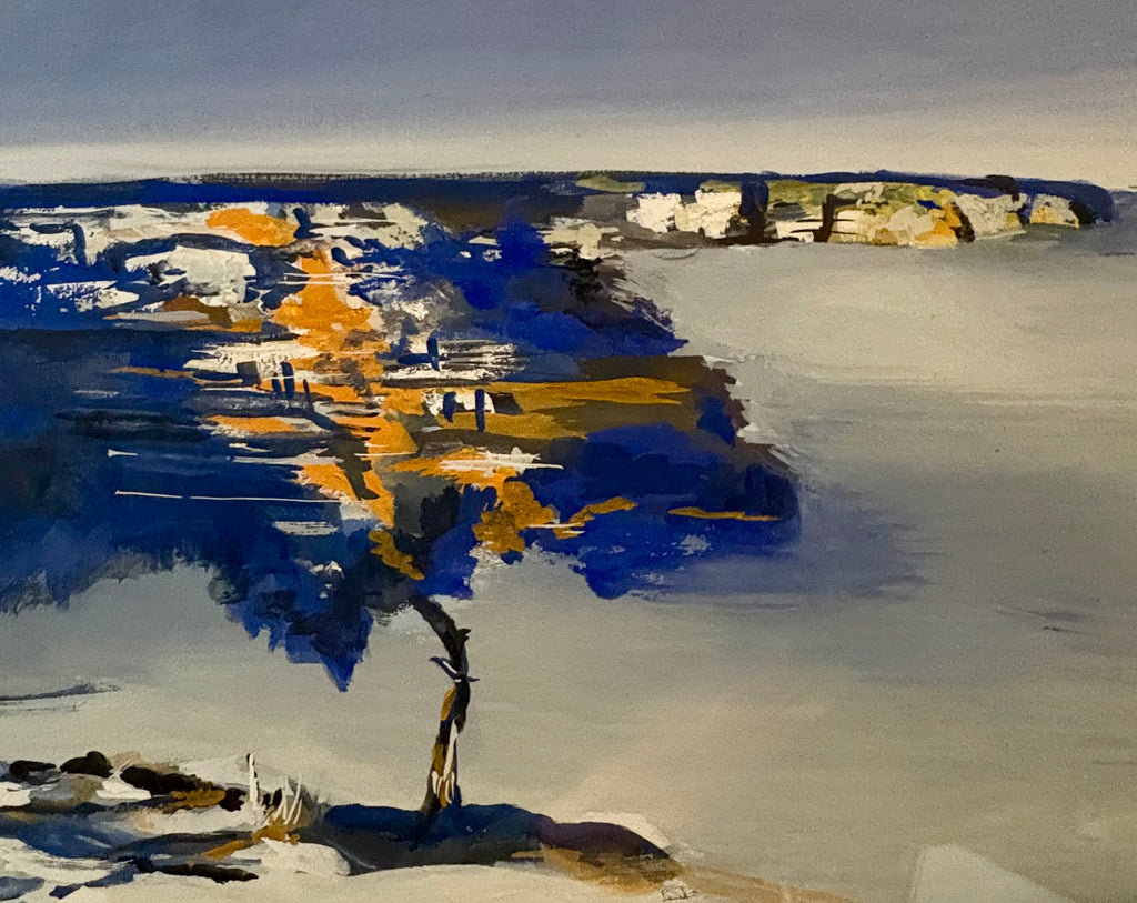 Original painting, signed, Impressionist, Australian landscape, coastal, framed vintage art
