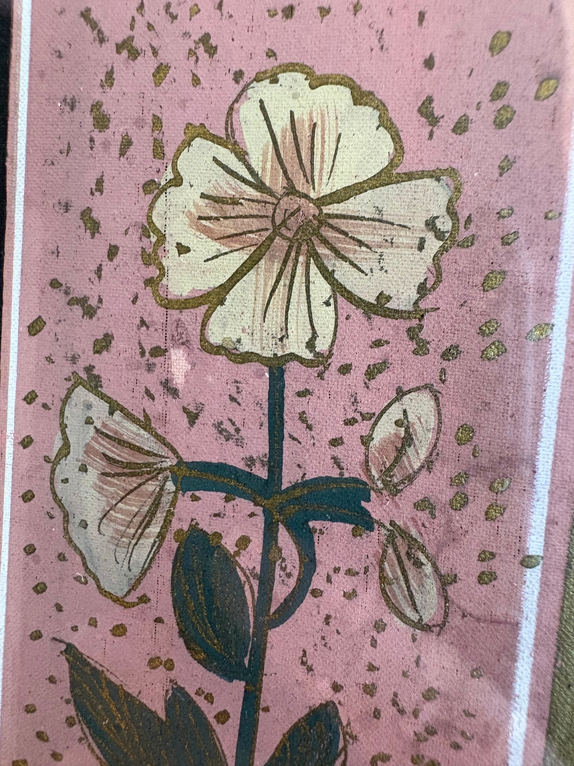 Antique Persian original painting on silk, circa 1900s, Mughal, framed art