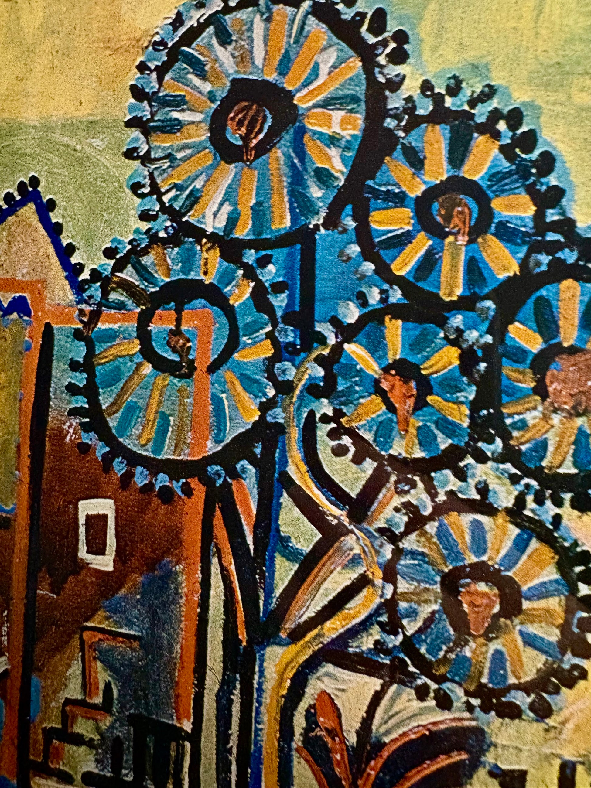 1950s Picasso print, vintage framed art, “Paysage” Mid Century framed art