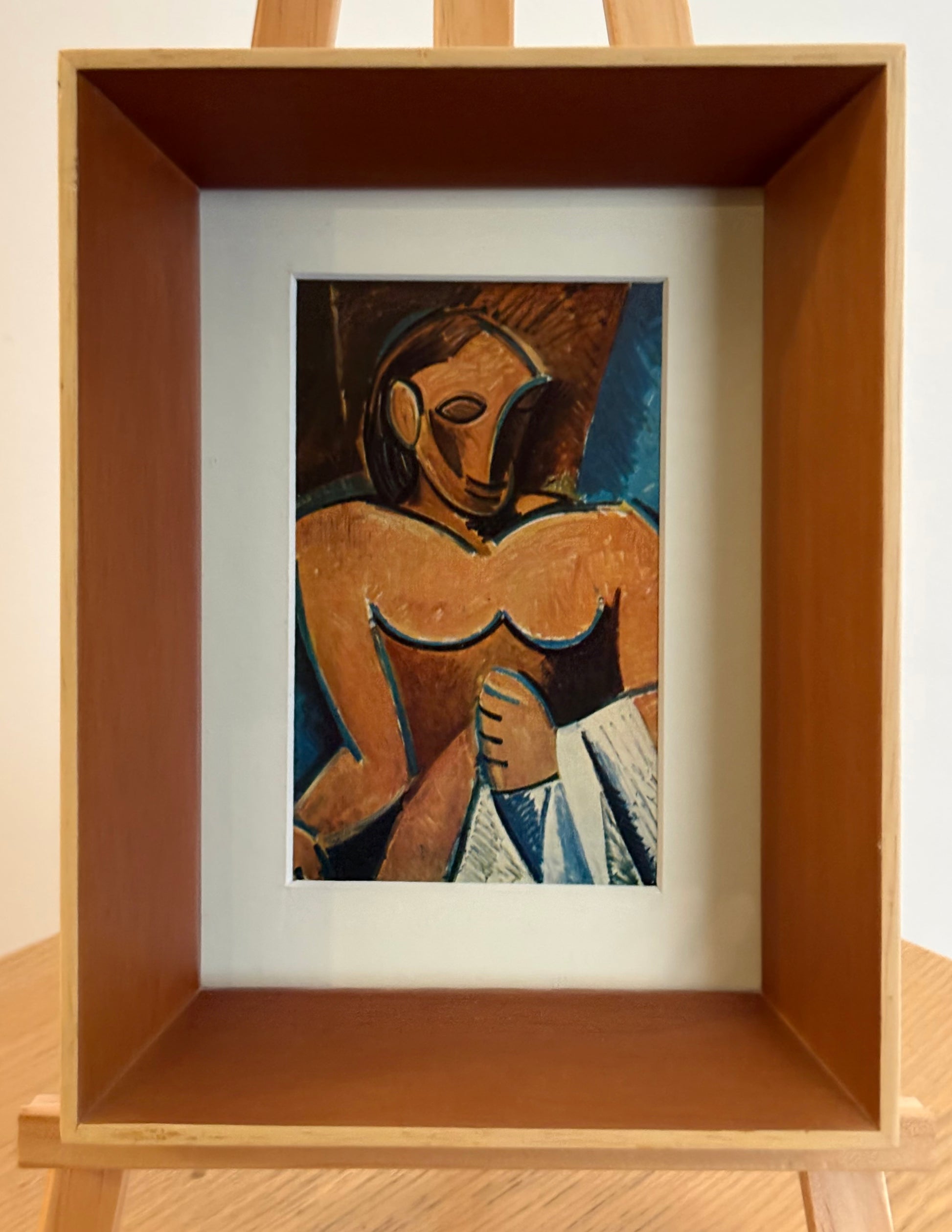 1950s Picasso print, portrait, miniature vintage framed artwork