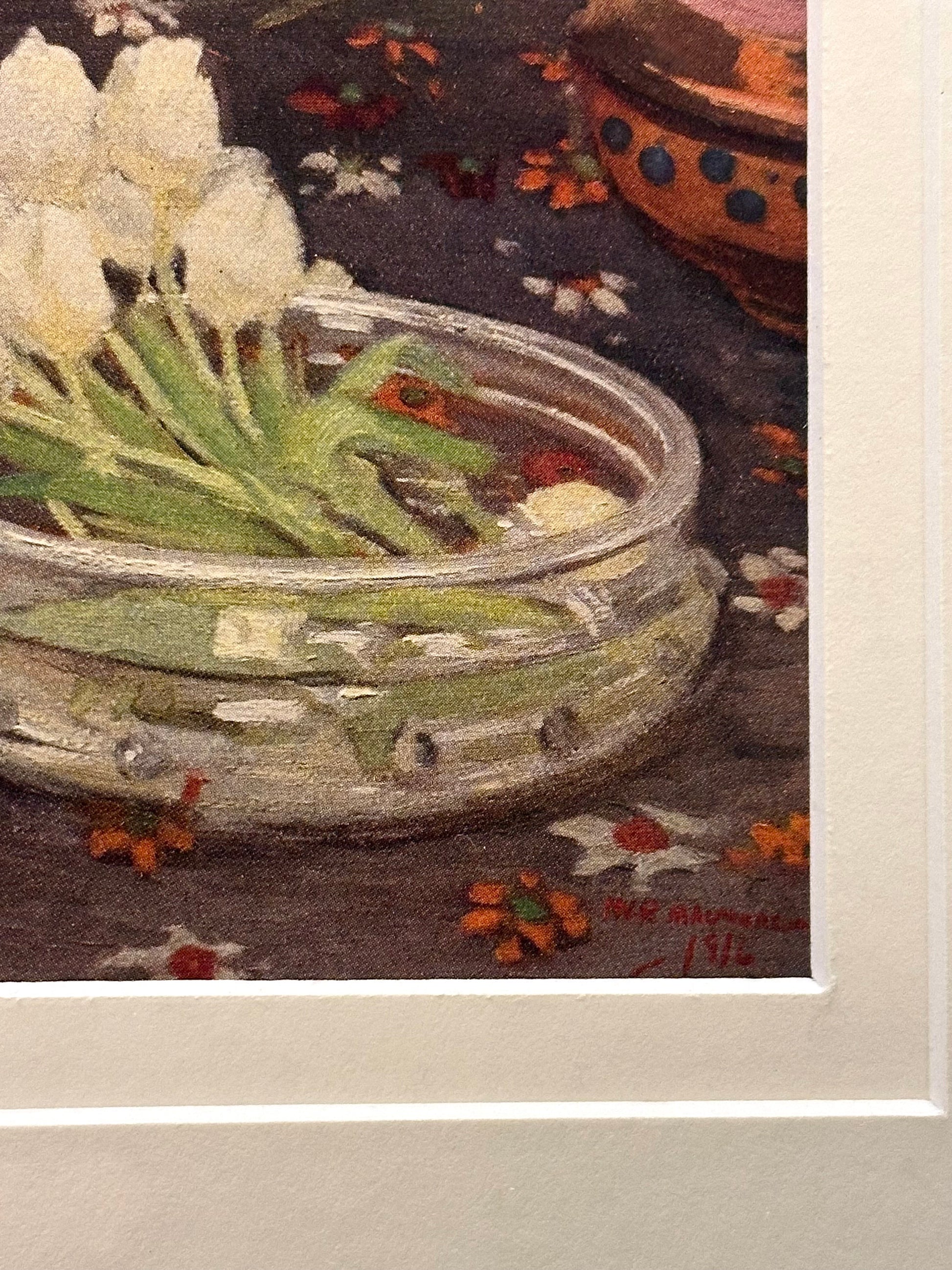 1920s Margaret Preston print, genuine antique, miniature, framed artwork, Australian, flowers