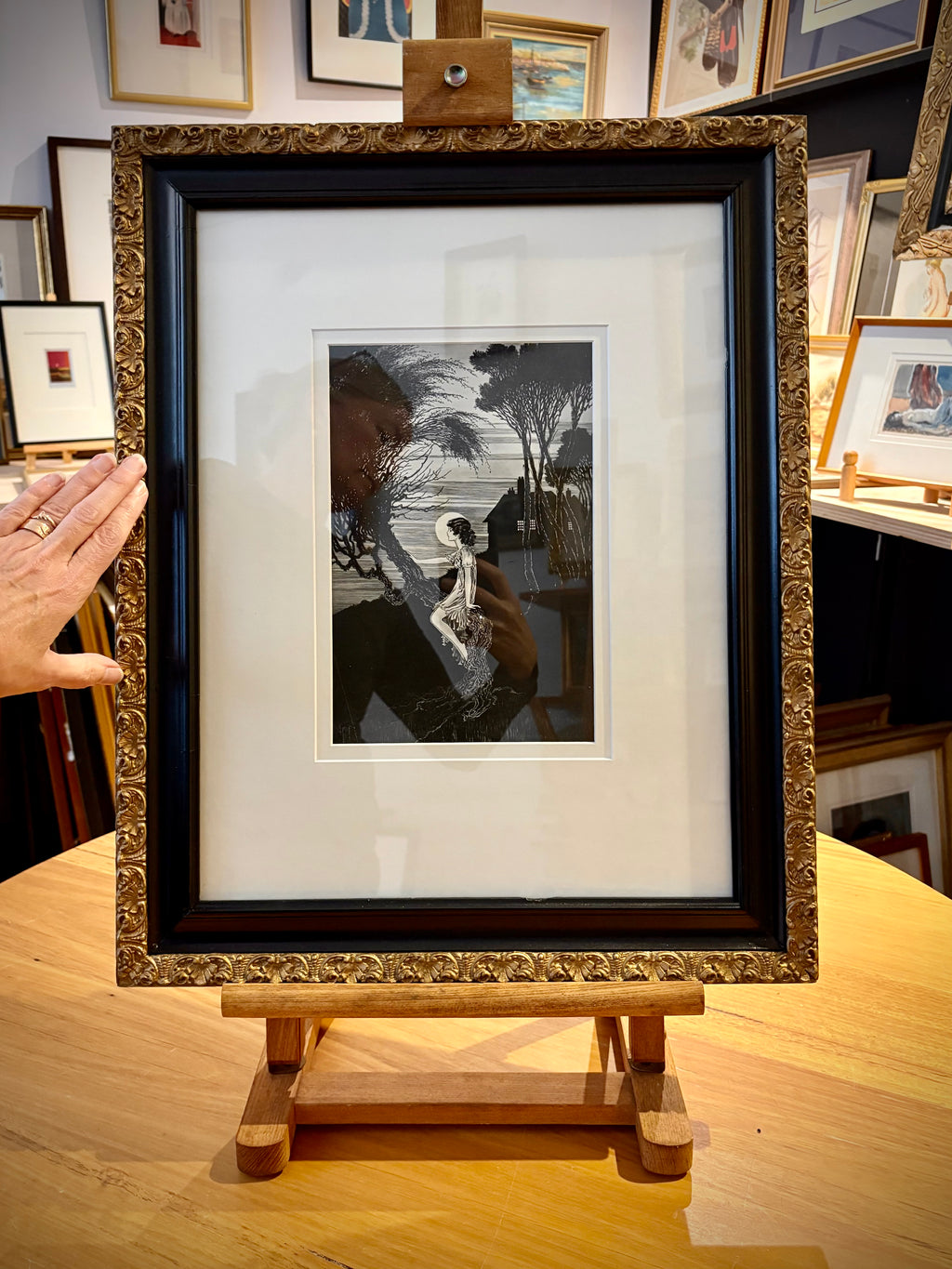 Ida Rentoul Outhwaite – Moonrise (1921), framed antique artwork