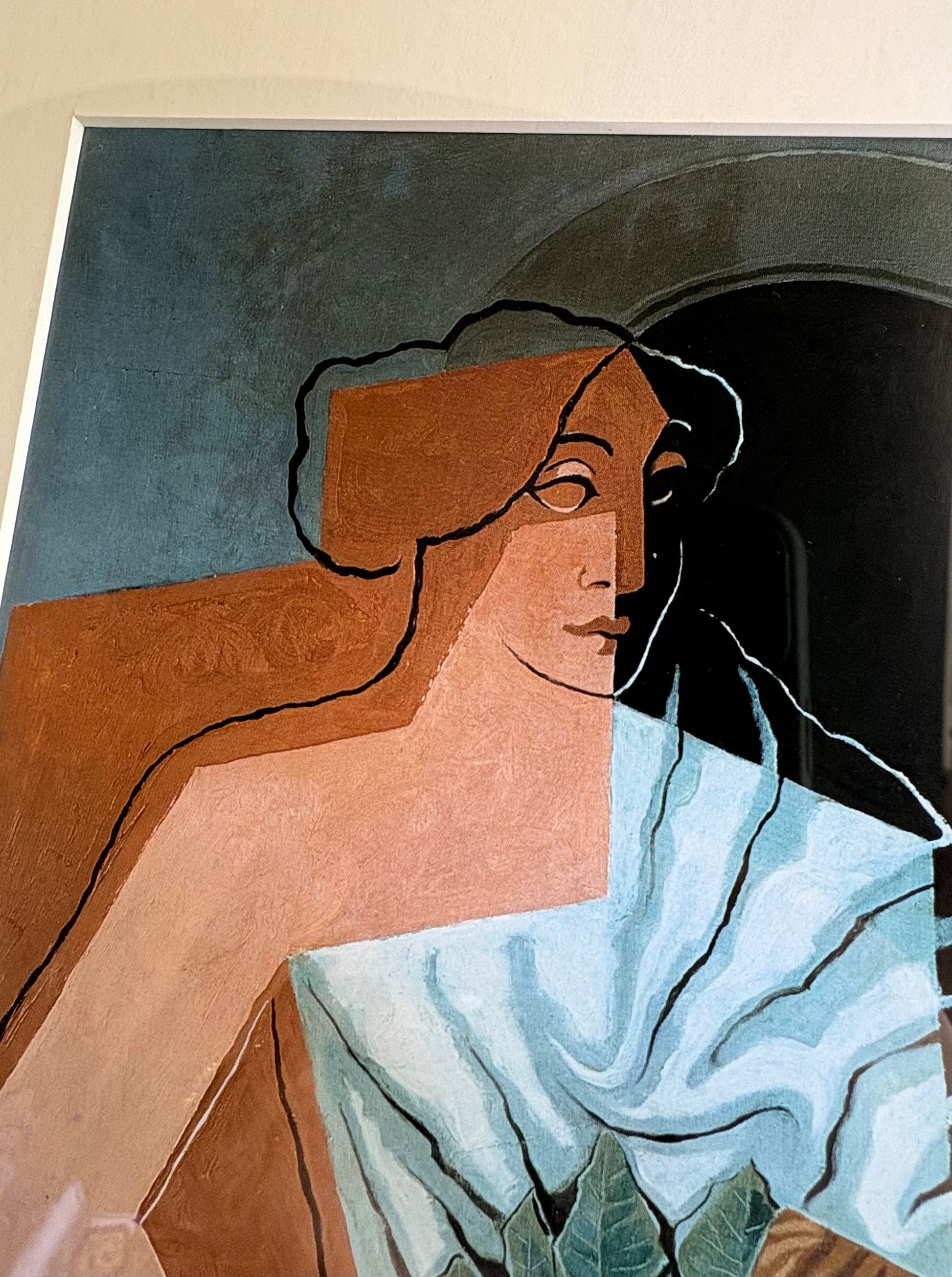 Vintage Juan Gris print, “Woman with Basket”, framed art, Cubism