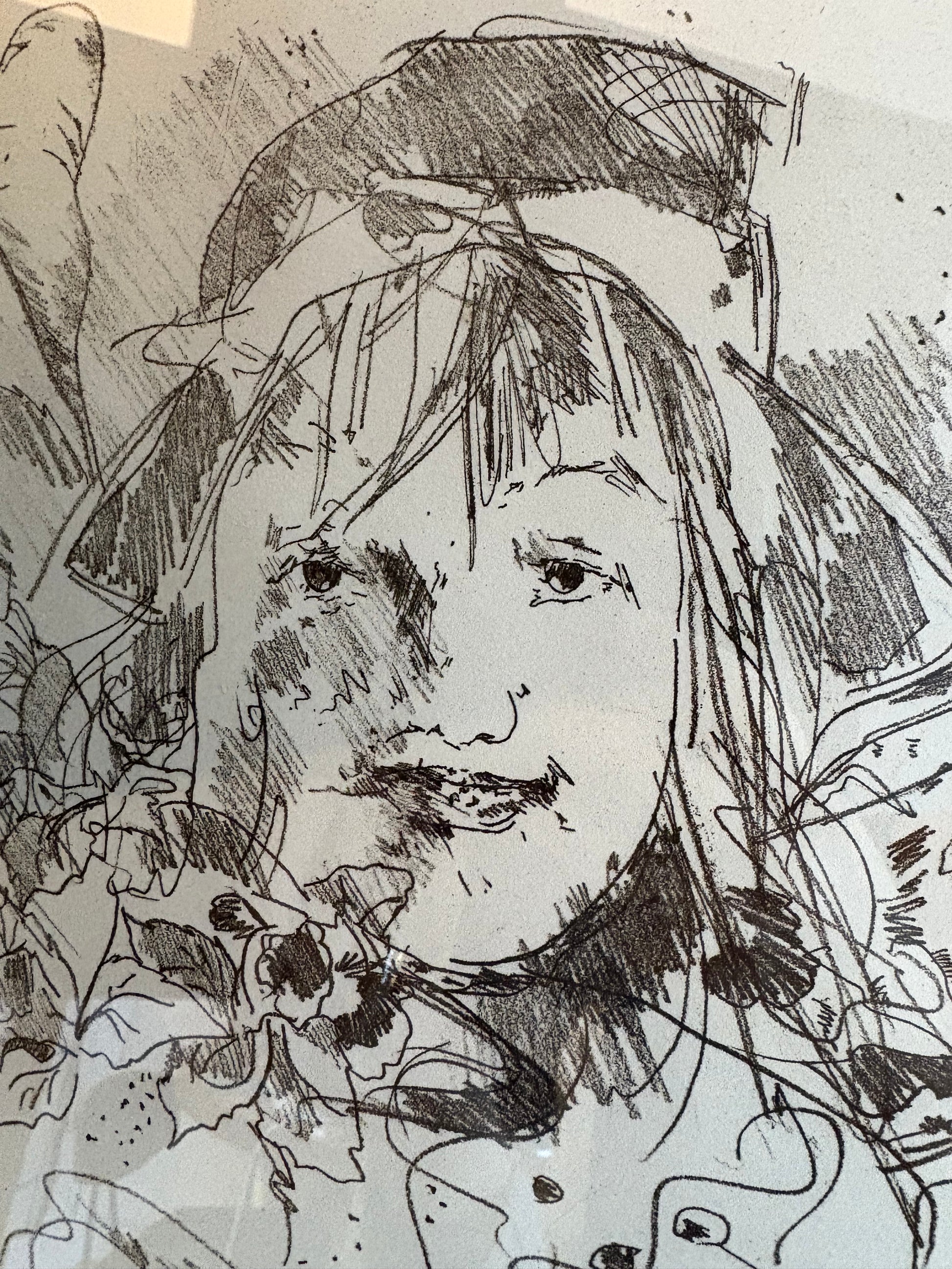 Original Geoffrey Proud intaglio etching, signed, portrait, framed vintage art 1978