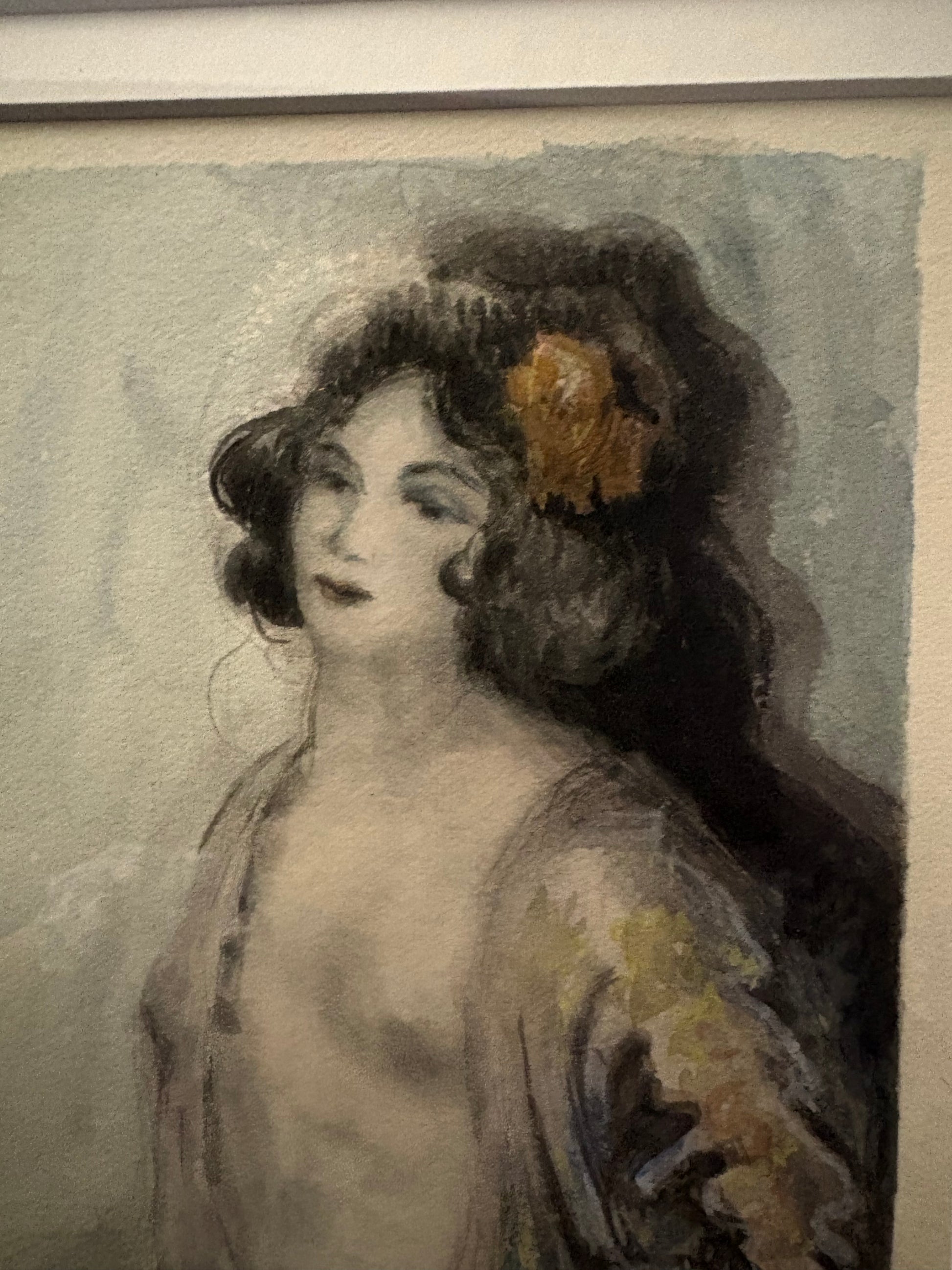 1900s French original watercolour painting, Impressionist, antique framed art