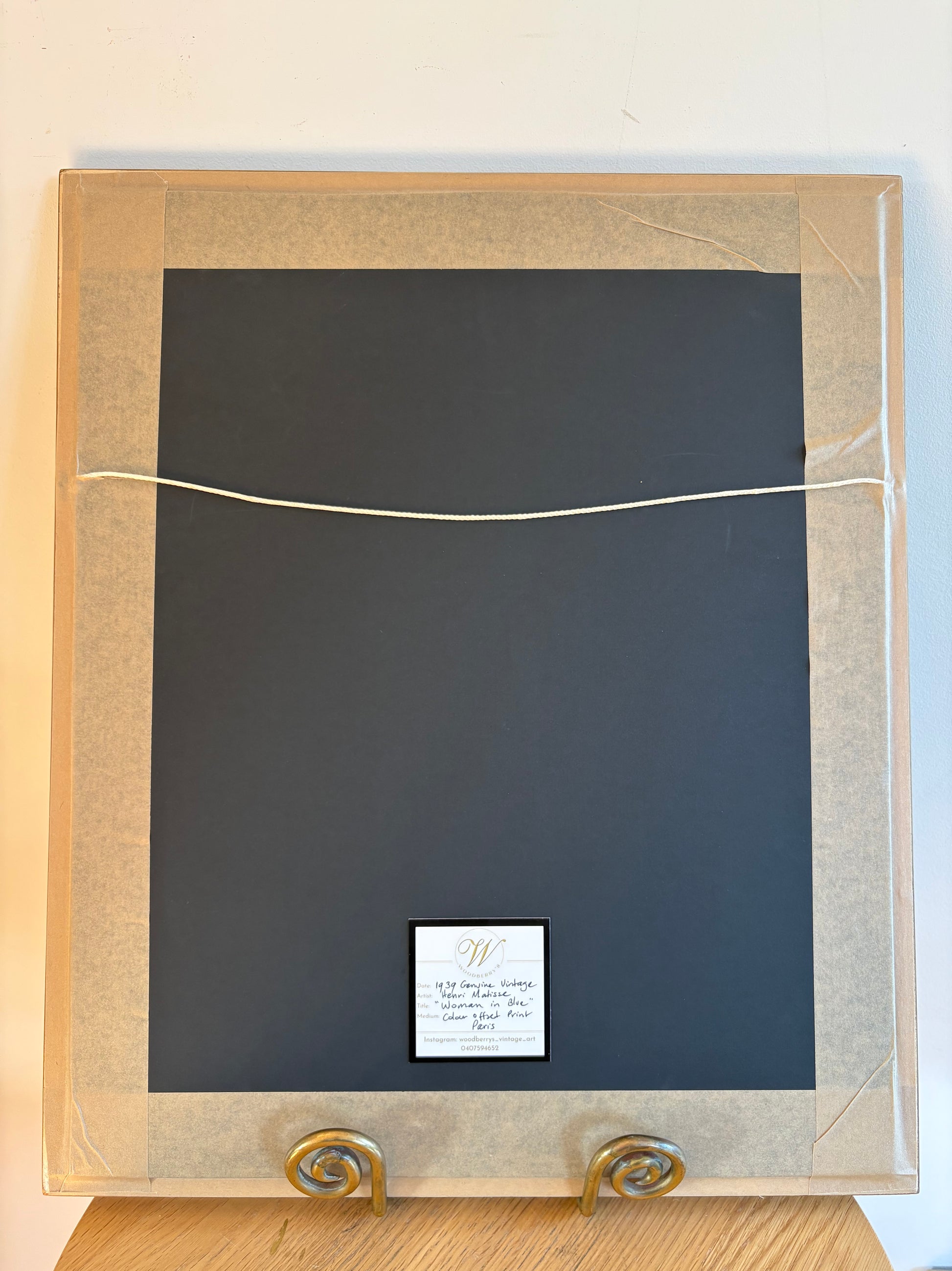 1939 Vintage Henri Matisse fine art print, "Woman in Blue", framed art, mid-century wall art