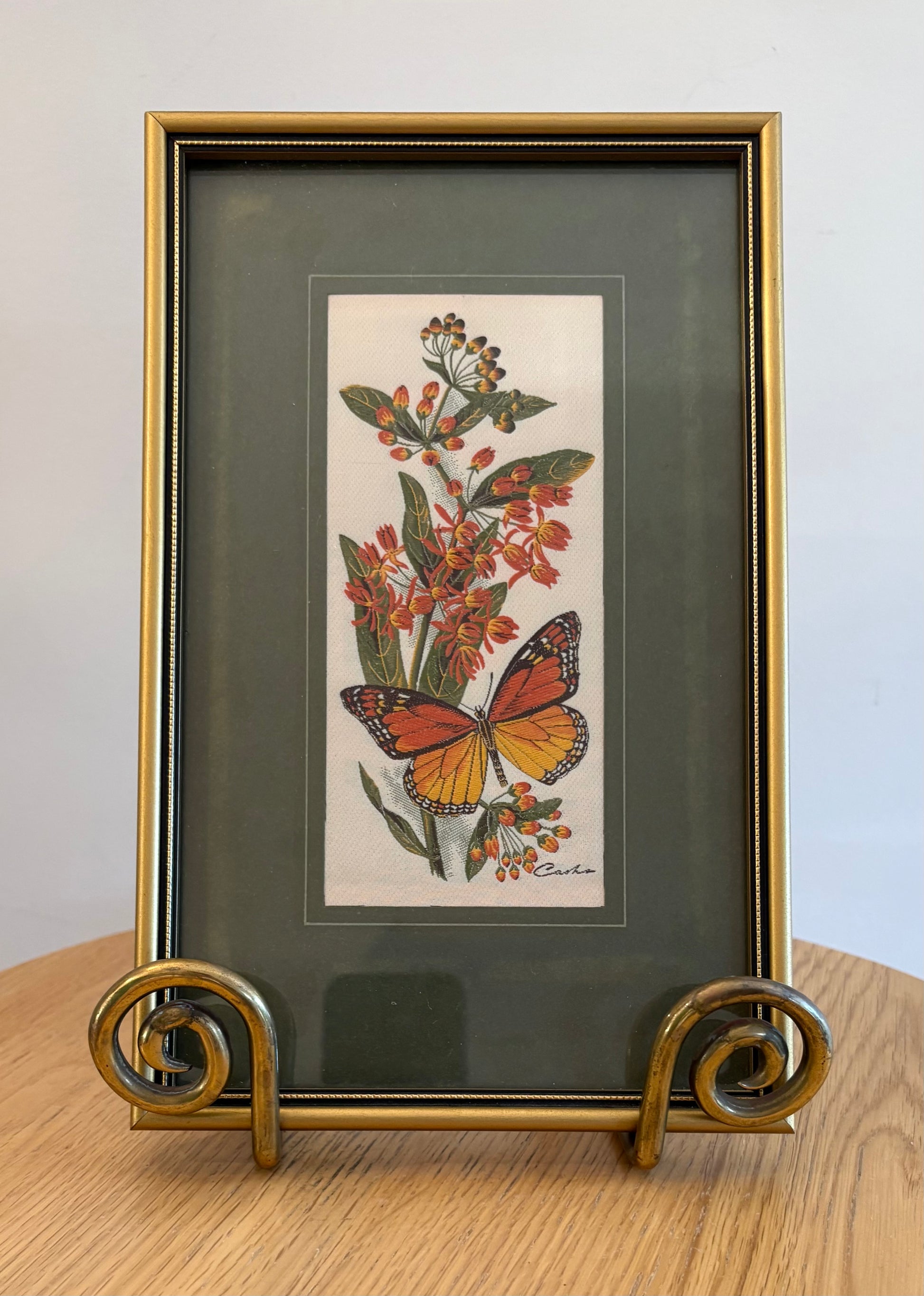 Vintage Cash’s of Coventry woven silk butterfly artwork, framed