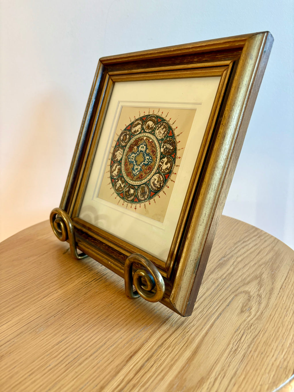 1925 Mariette Lydis gilded offset lithograph, “Zodiac”, mandala, framed art, antique