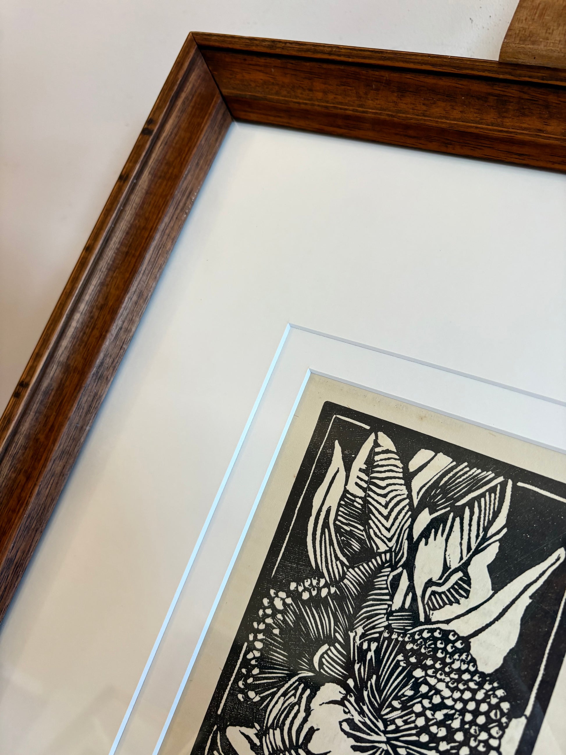 Original 1930s Margaret Preston woodblock print, "W.A. Gum Blossom" rare antique framed art