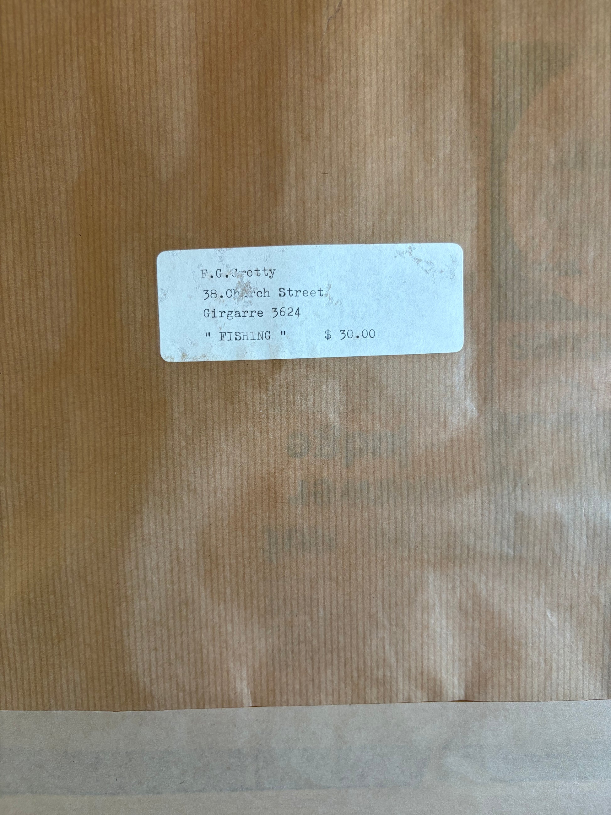 1970s original painting, retro, signed, fishing boat, sunset, framed art