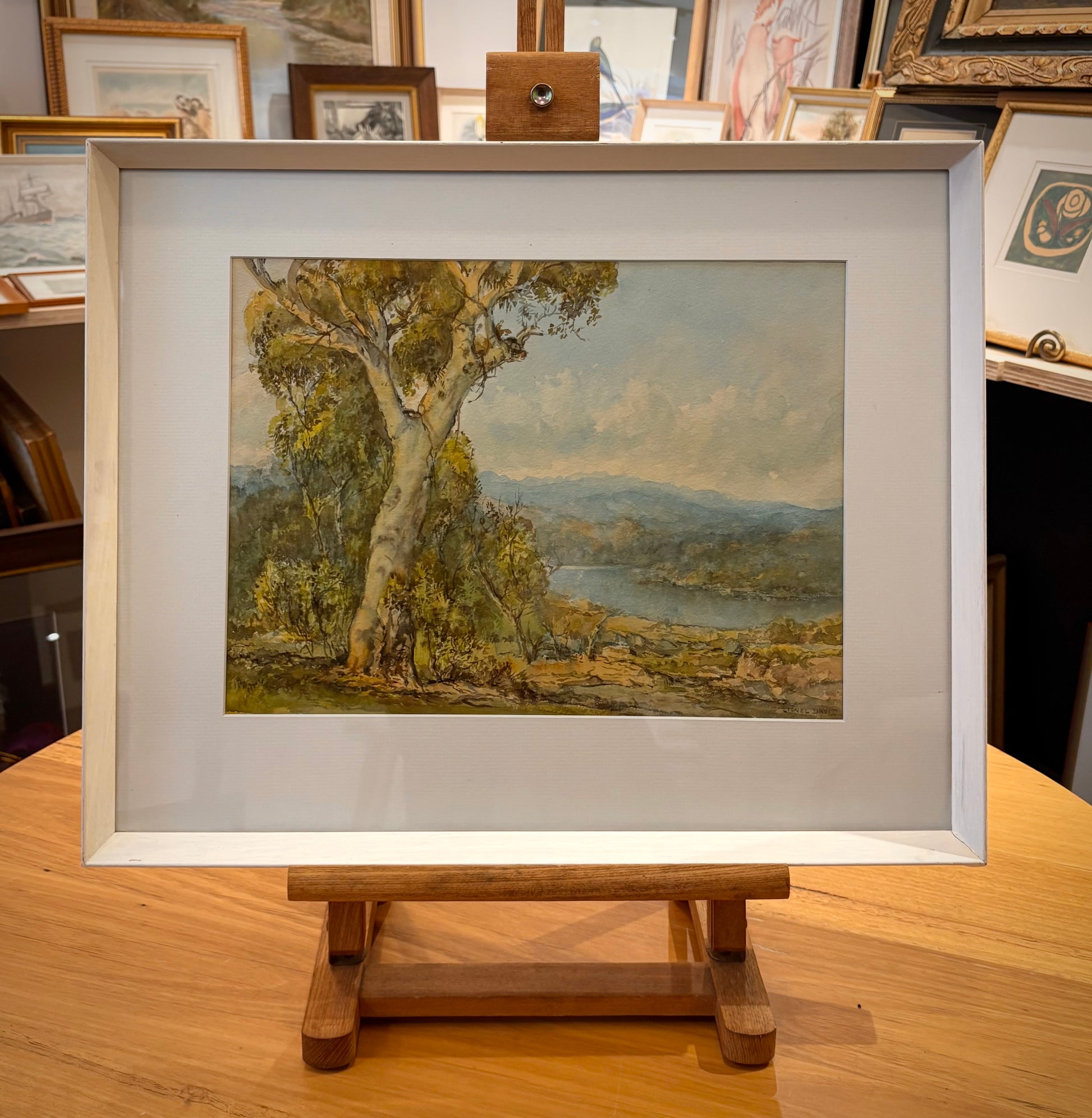 1960s original watercolour painting, Lionel David, Australian, vintage framed art