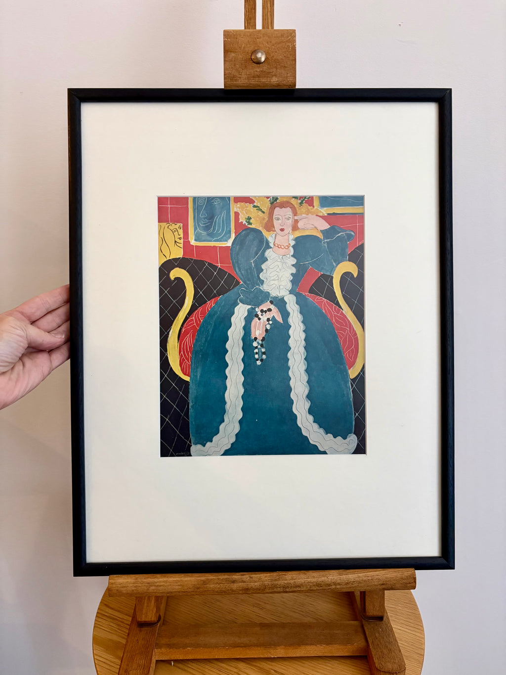1930s Vintage Henri Matisse fine art print, "Woman in Blue", framed art, mid-century wall art