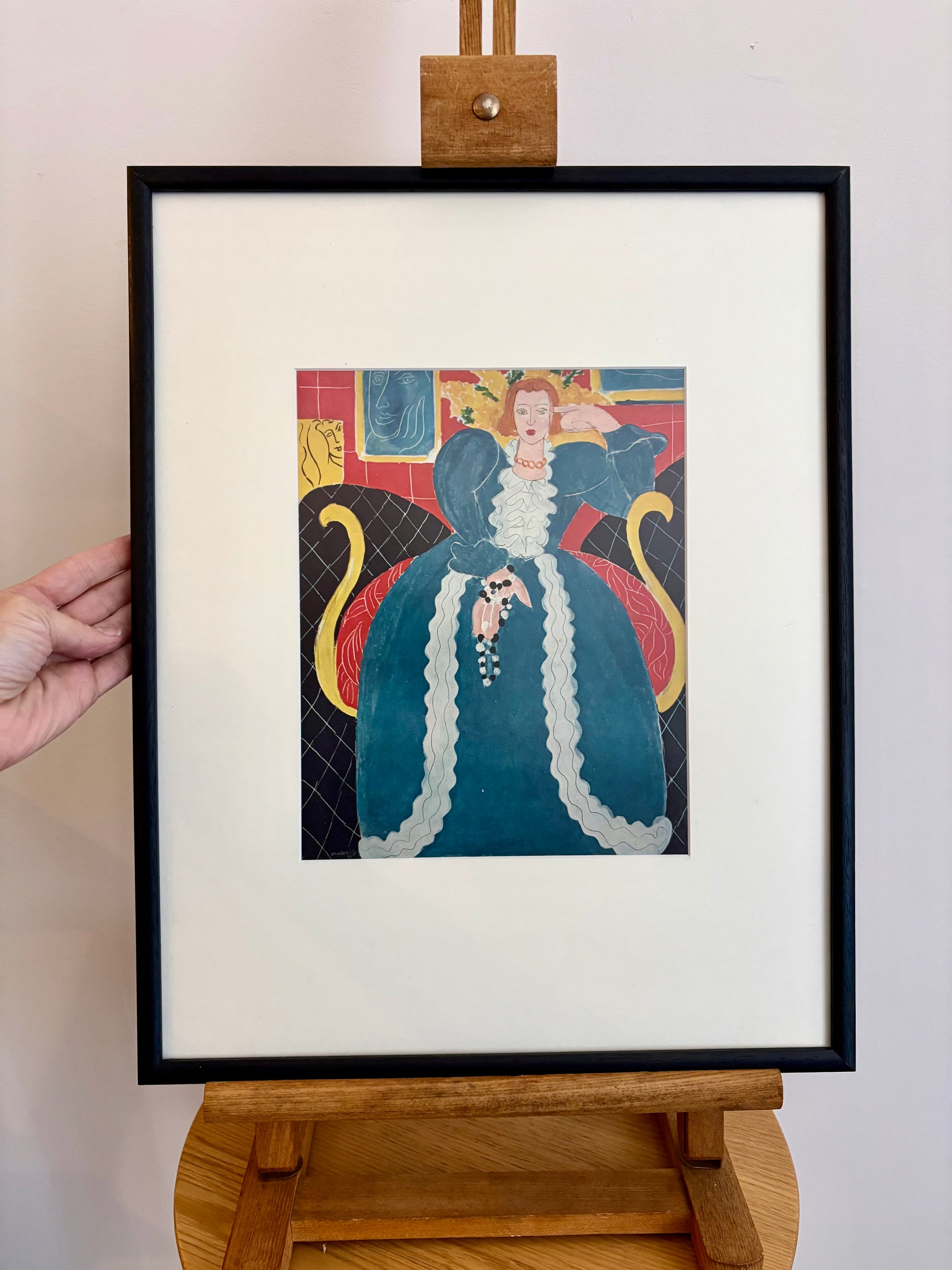 1930s Vintage Henri Matisse fine art print, "Woman in Blue", framed art, mid-century wall art