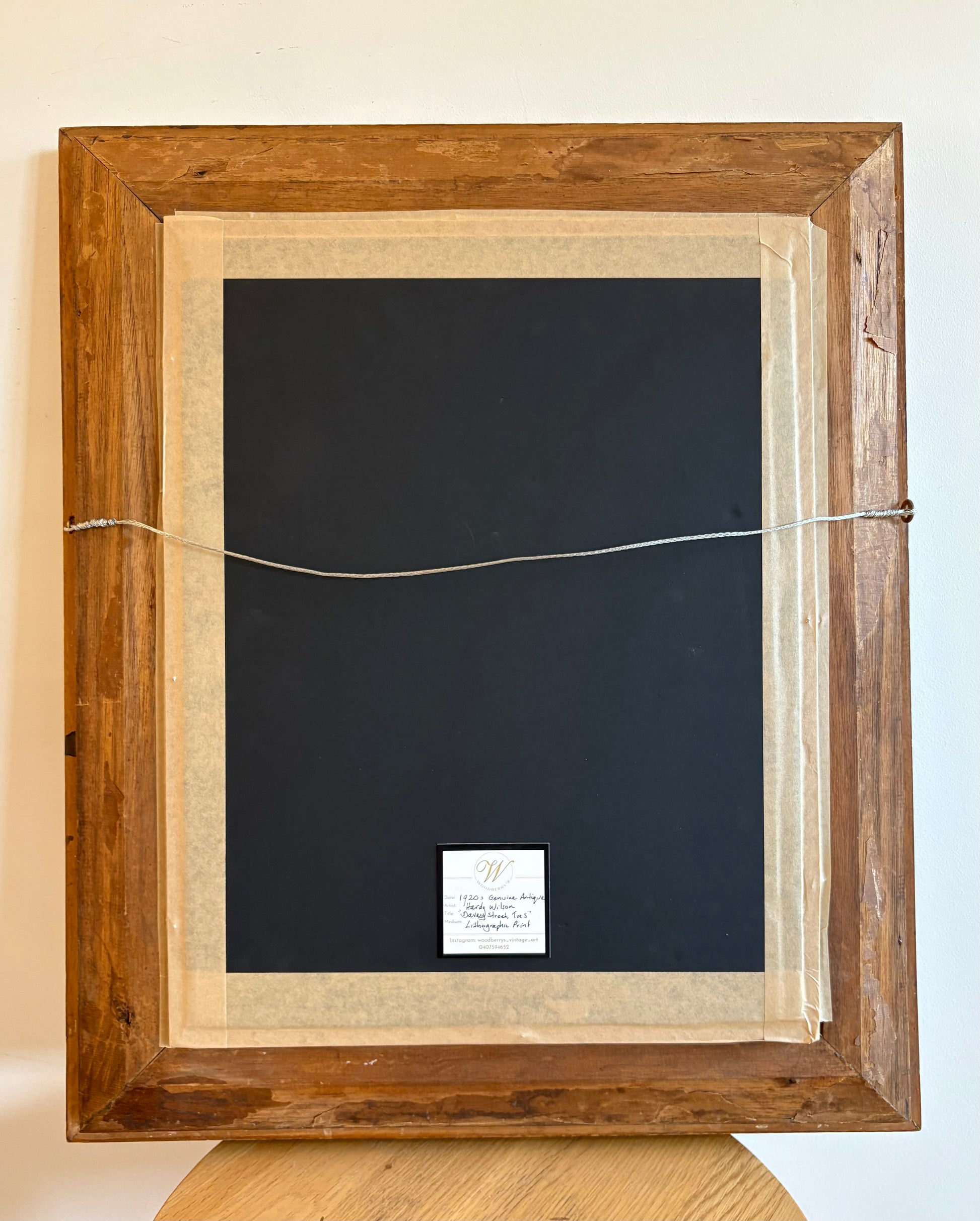 1920s Antique Hardy Wilson collotype print "Davey St" Tasmania, Architecture, framed art