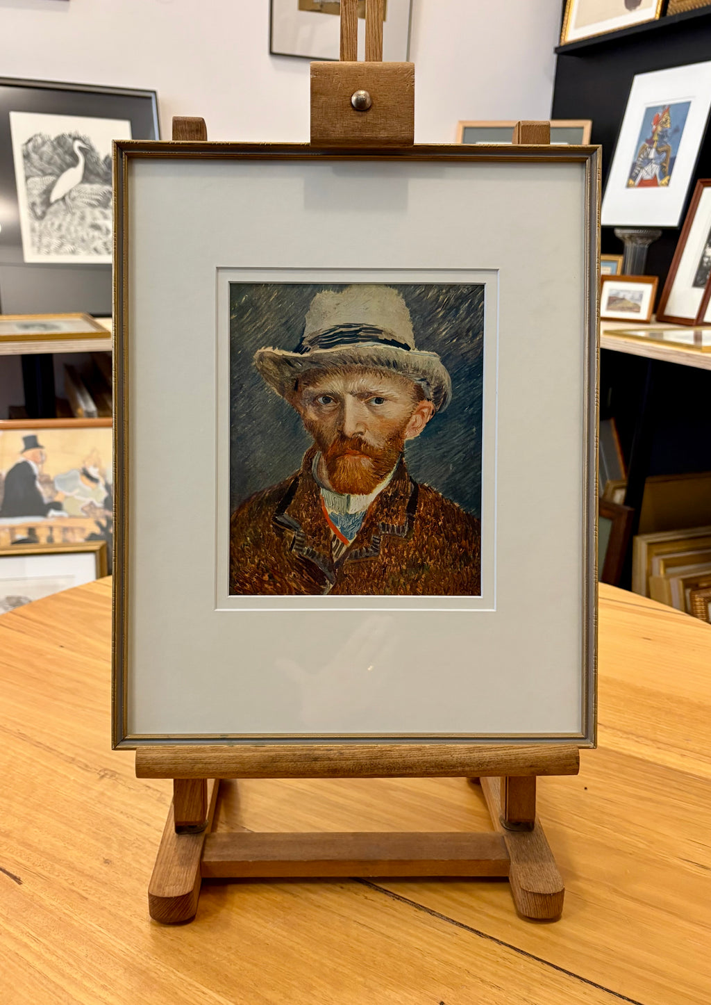 1950s Vintage print, Van Gogh, “Self Portrait”, framed art