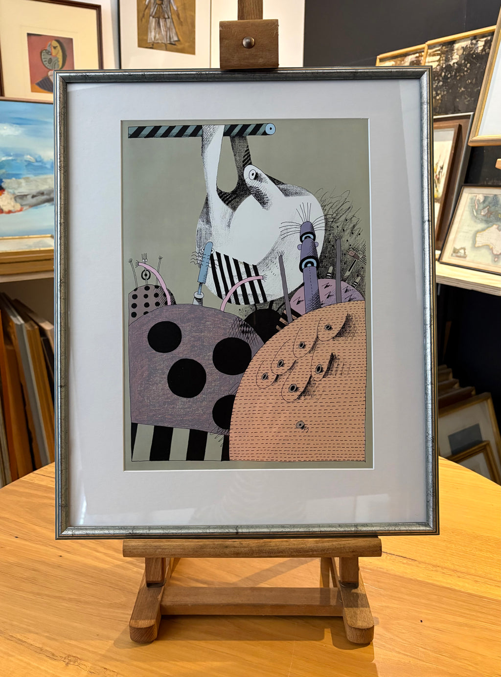 1970s Alexander Stitt limited edition lithographic print 58/350, framed vintage art