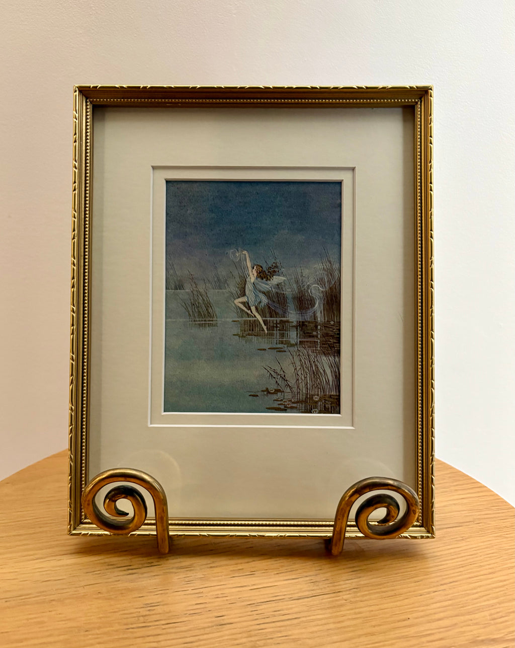 1930 Genuine antique print, Ida Rentoul Outhwaite, fairy, vintage framed art, gold