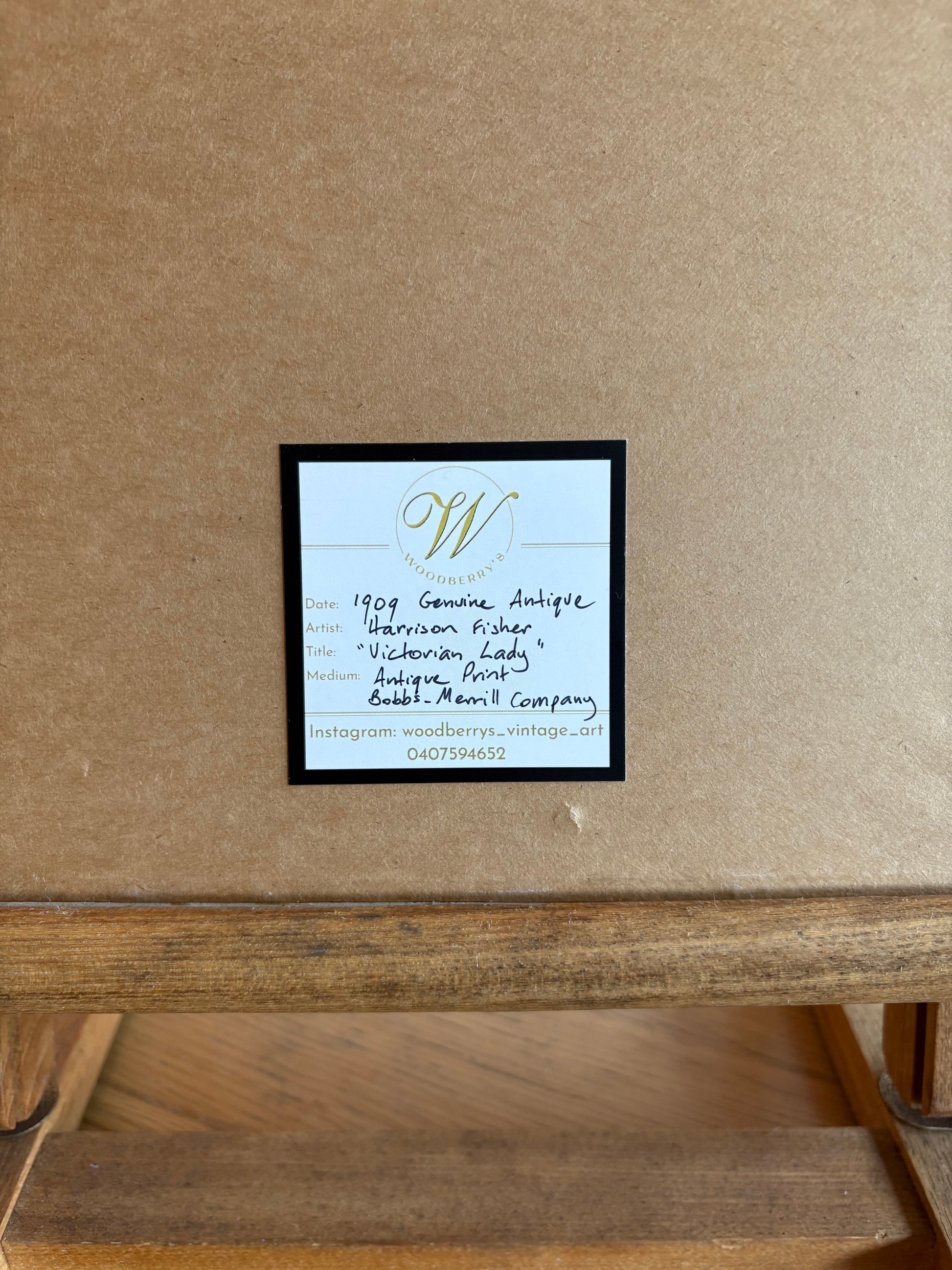 1909 Antique Harrison Fisher print, Bobbs-Merrill, framed vintage art, woman with feathered hat