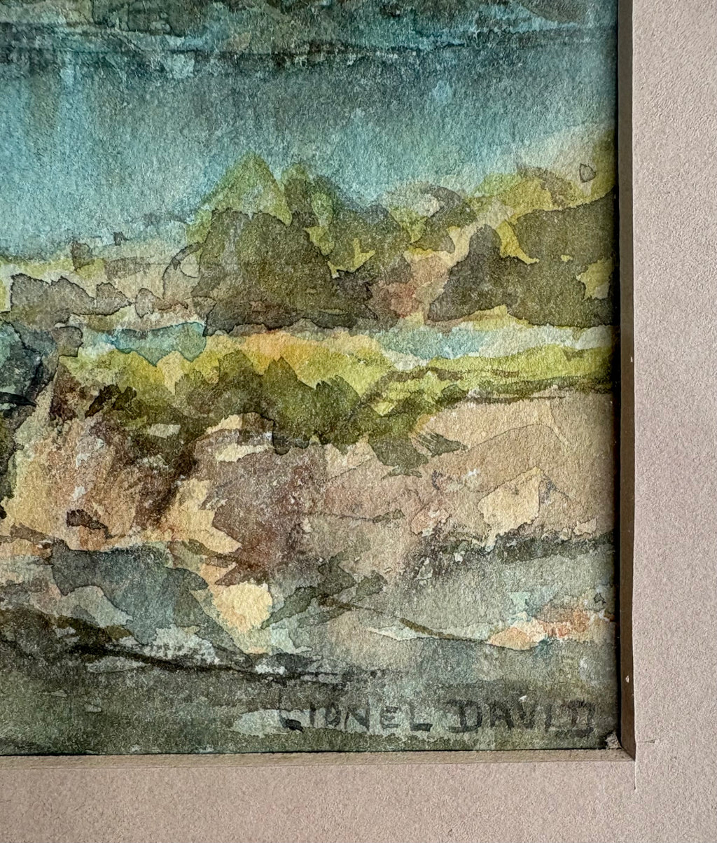 1960s original watercolour painting, Lionel David, Australian, vintage framed art
