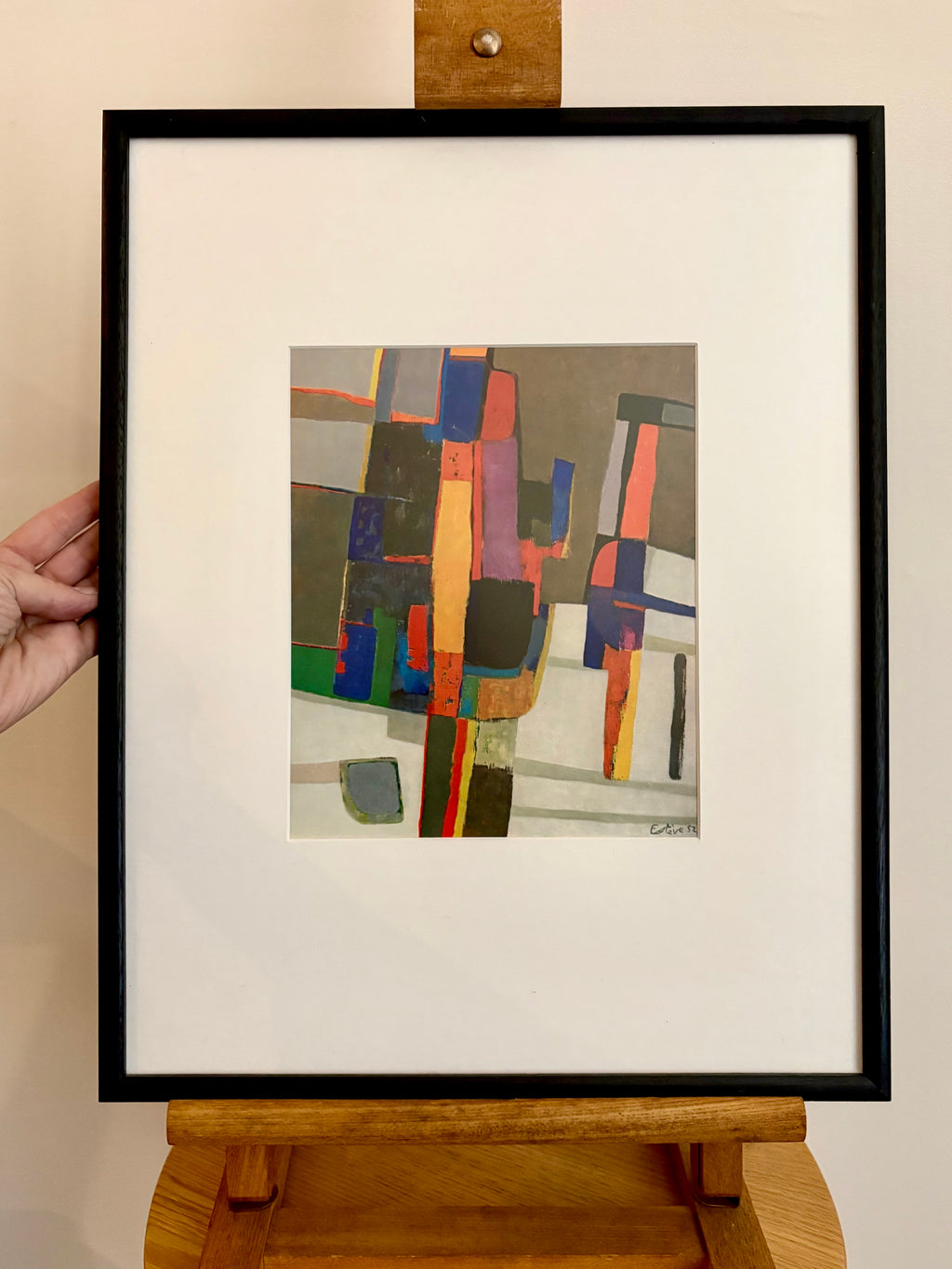 1960s Abstract print, Maurice Esteve, Mid-Century, framed art, French, vintage