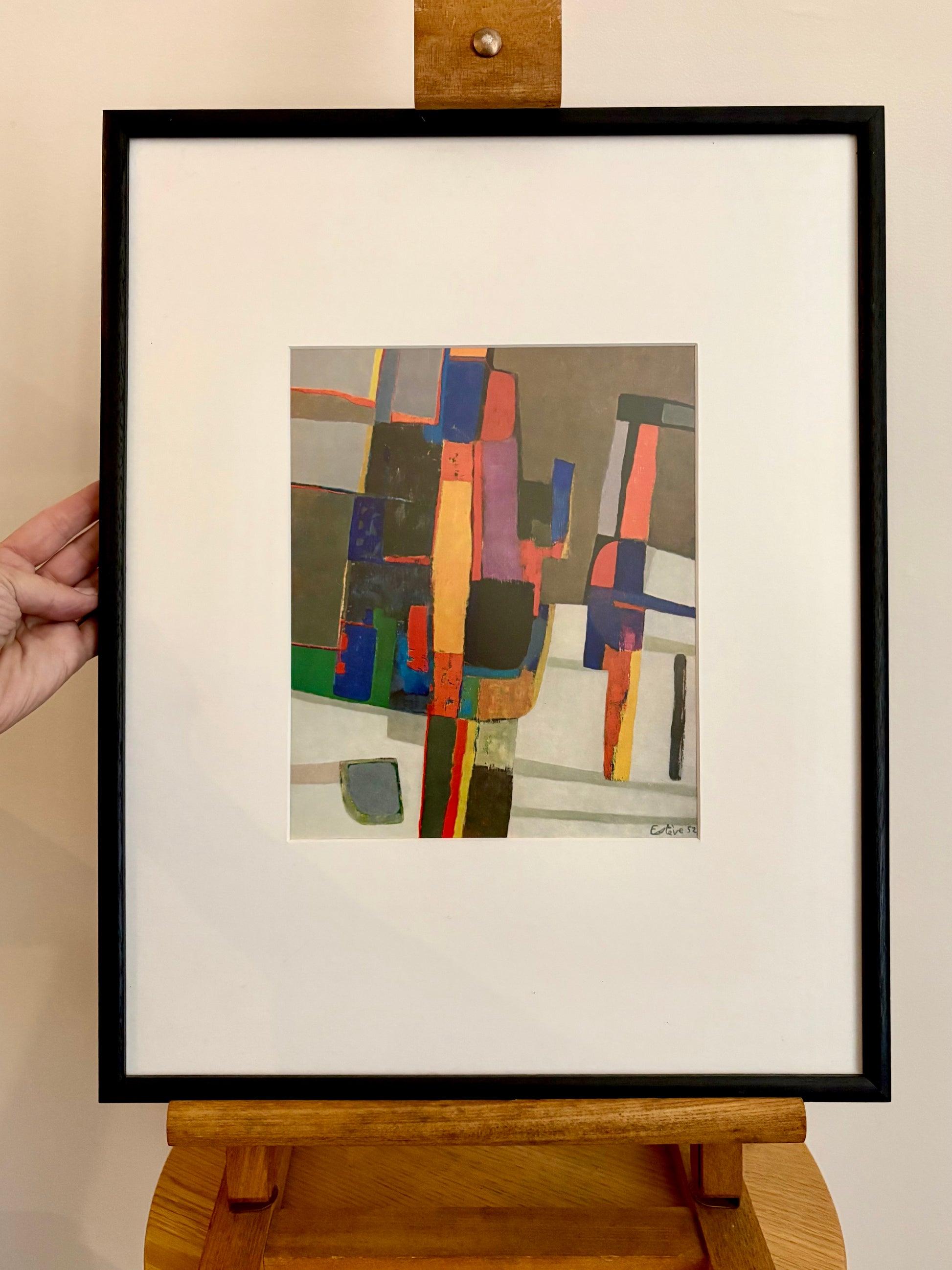1960s Abstract print, Maurice Esteve, Mid-Century, framed art, French, vintage