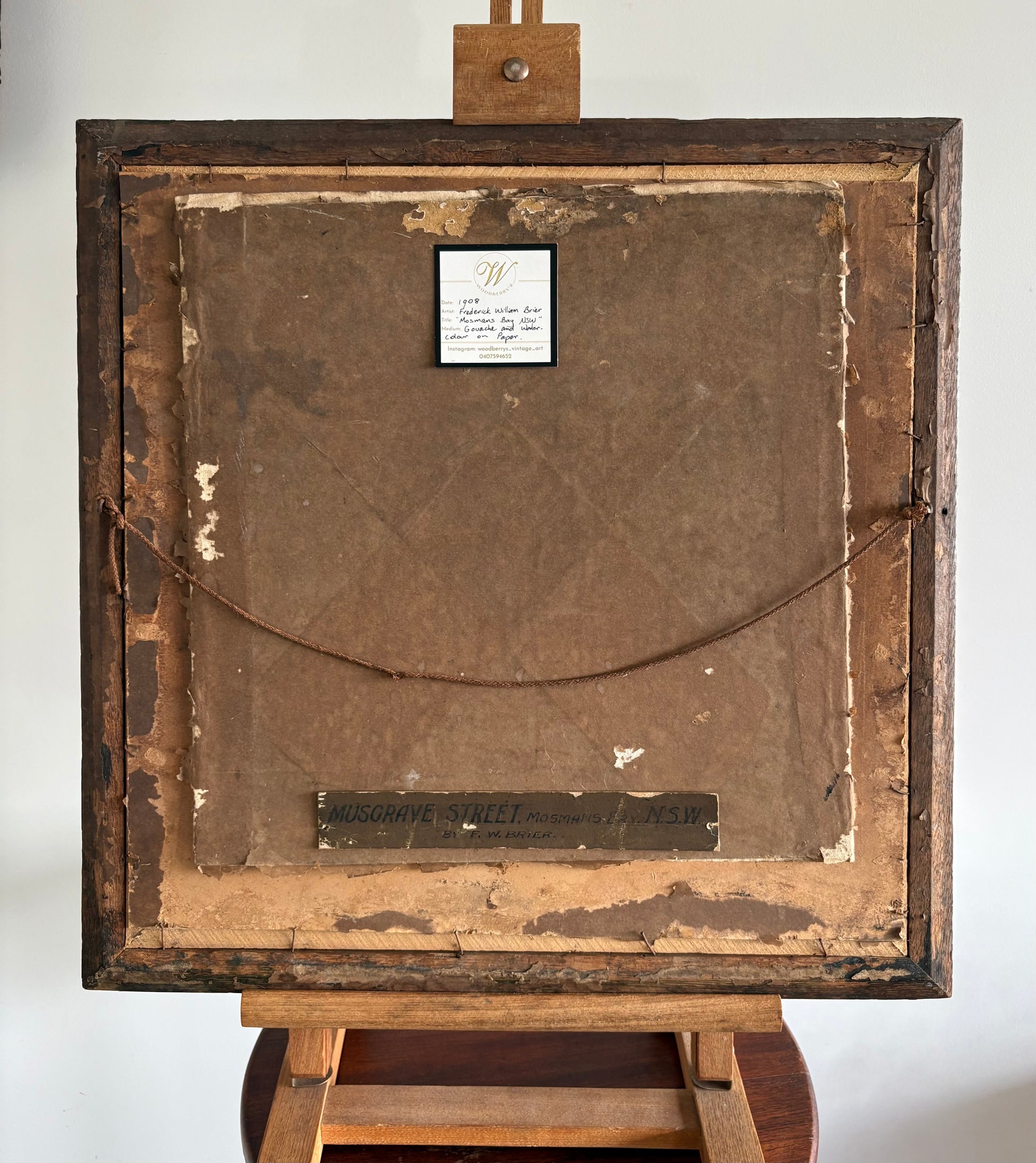 1908 original antique painting, Frederick Briar, Mosman NSW, yacht, framed art