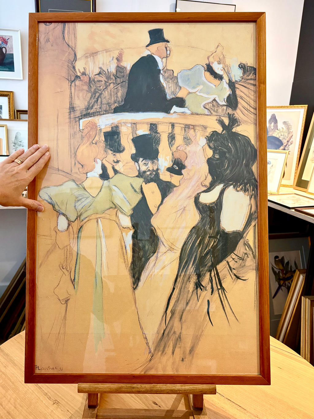 Large vintage print, Art Nouveau, Toulouse Lautrec, framed art