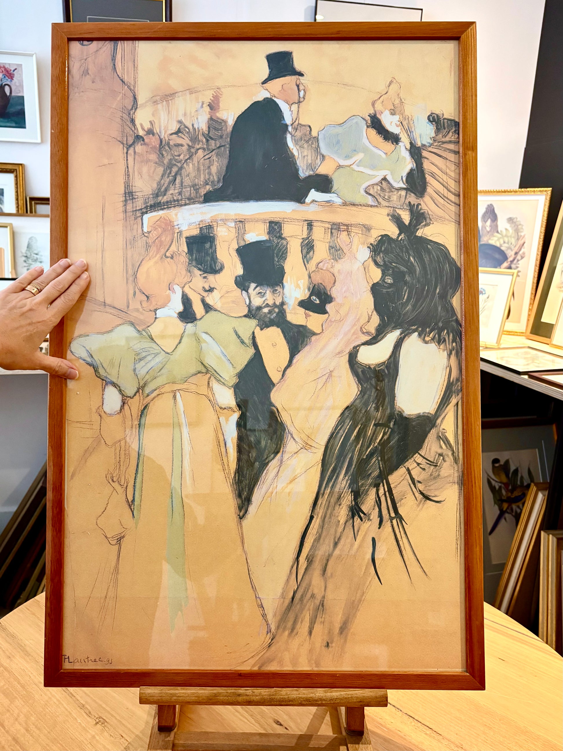Large vintage print, Art Nouveau, Toulouse Lautrec, framed art