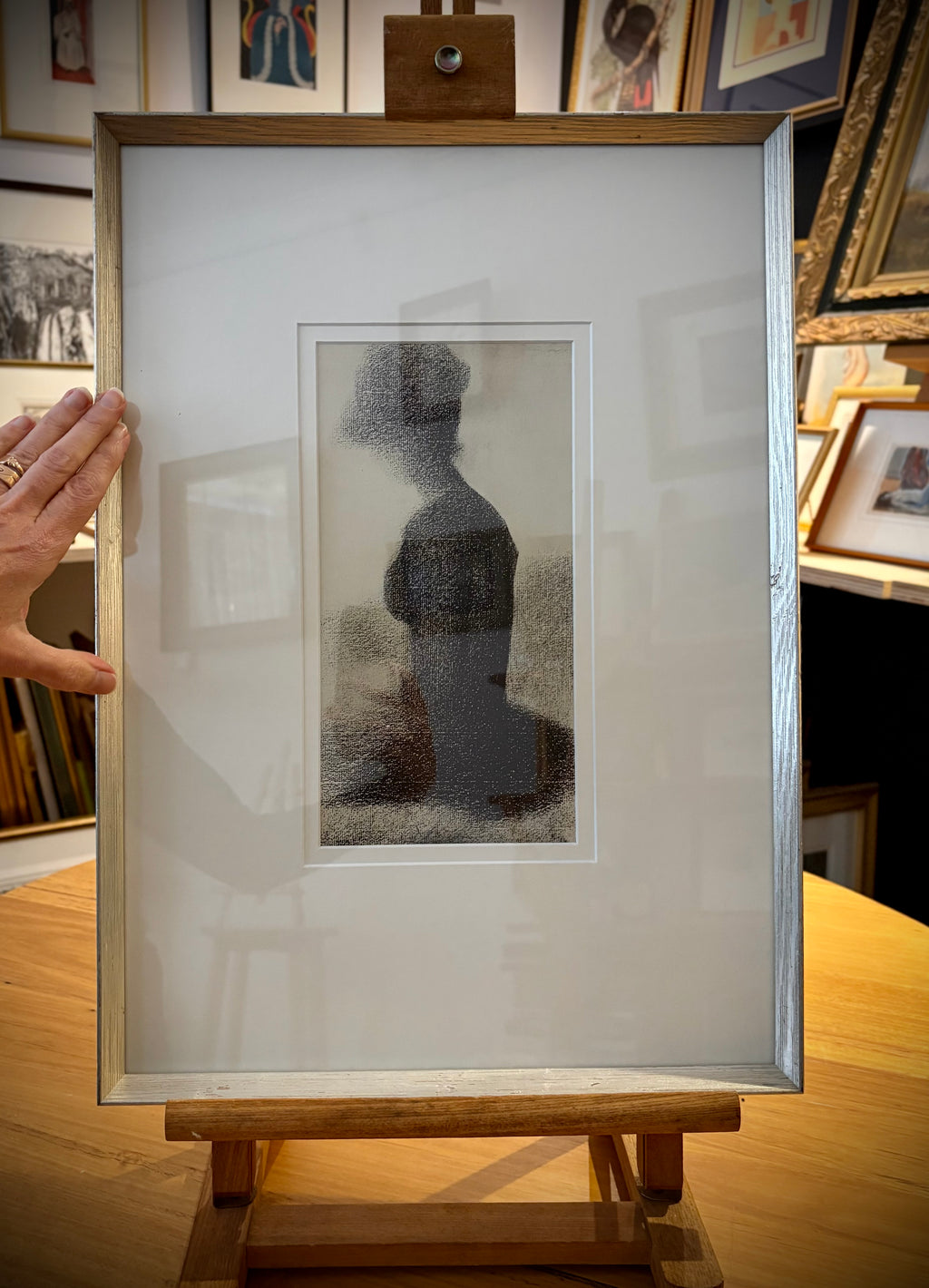 1928 Rare antique lithograph, French, Seurat, drawing folio, framed art