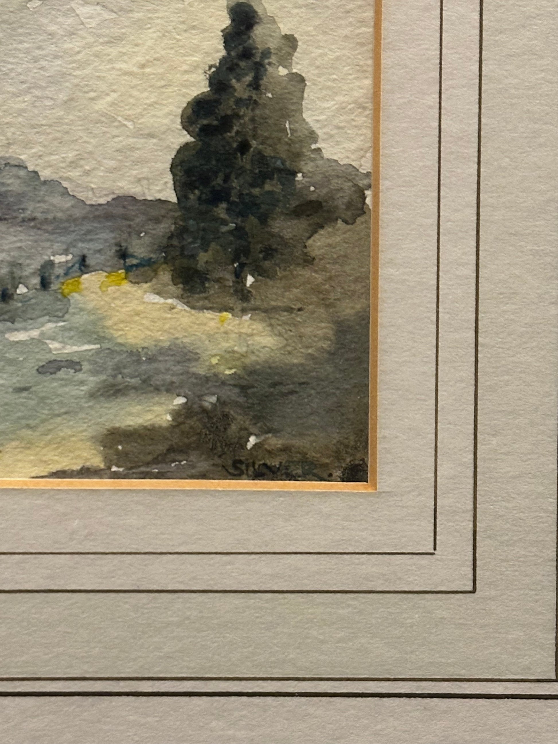 Original mid century watercolour painting, miniature, signed, framed art