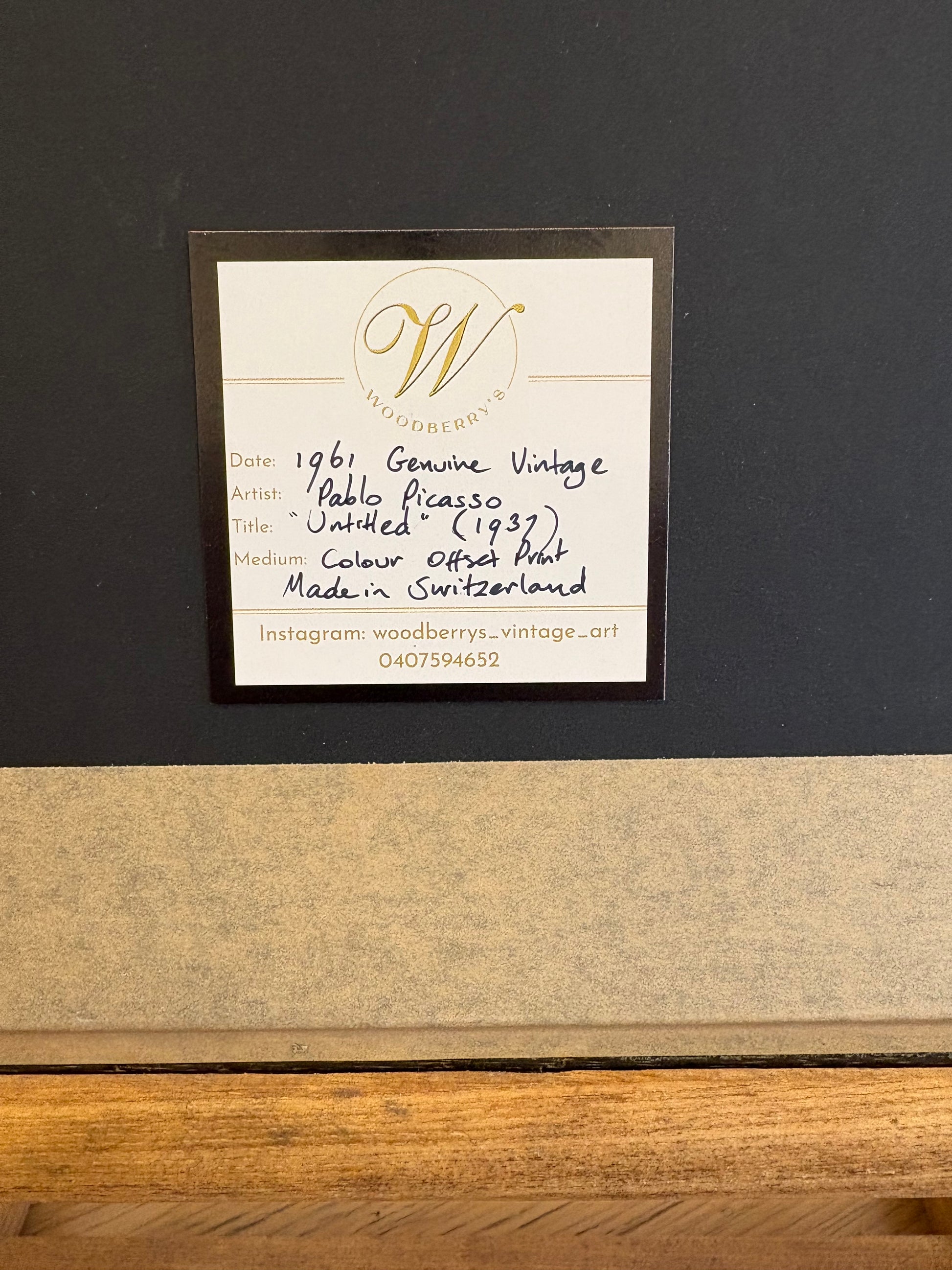 1961 Picasso print, portrait, vintage framed art, “Seated Woman (1937)” Mid Century