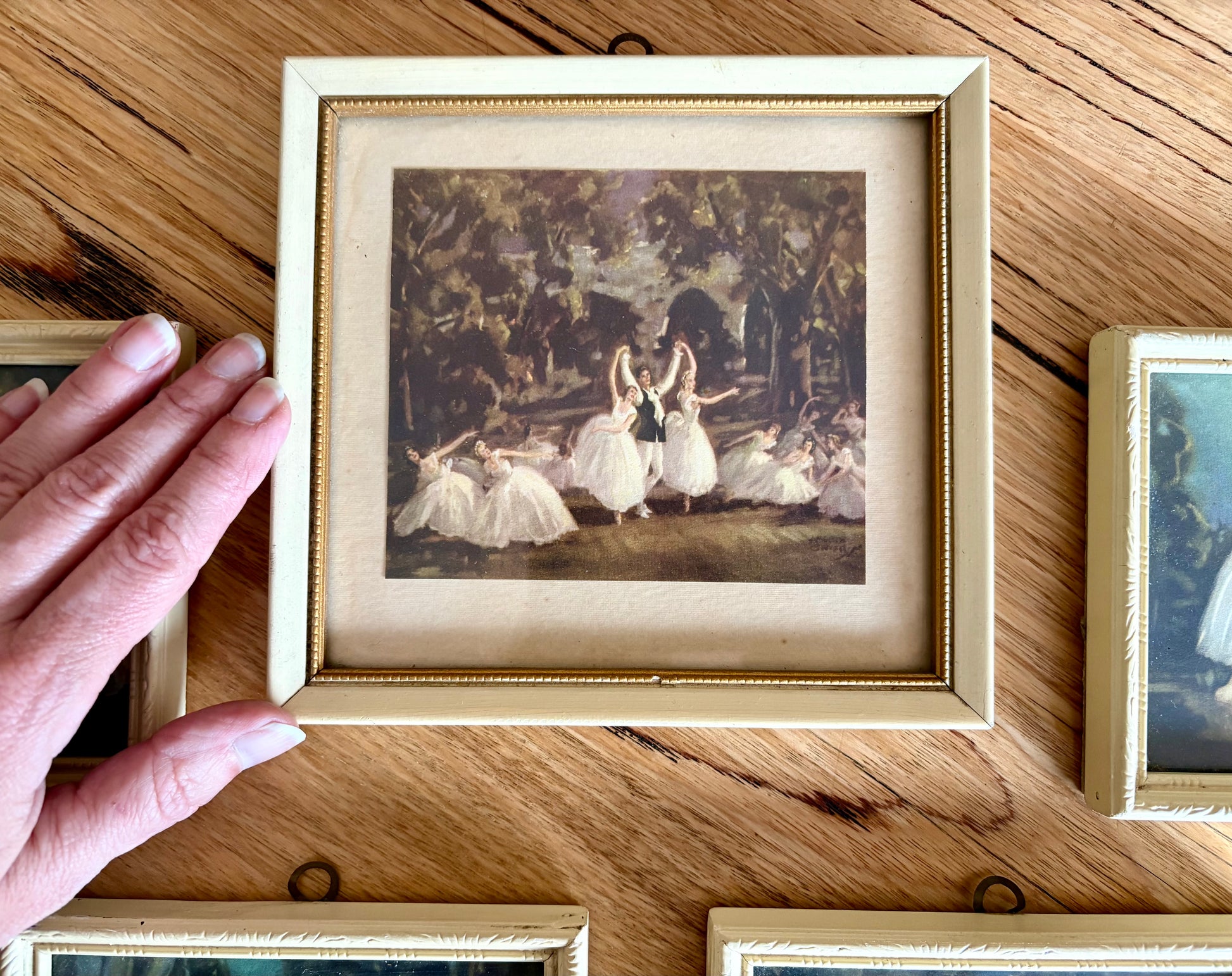 1950’s miniature set of 5 ballet prints Carlotta Edwards, vintage framed art