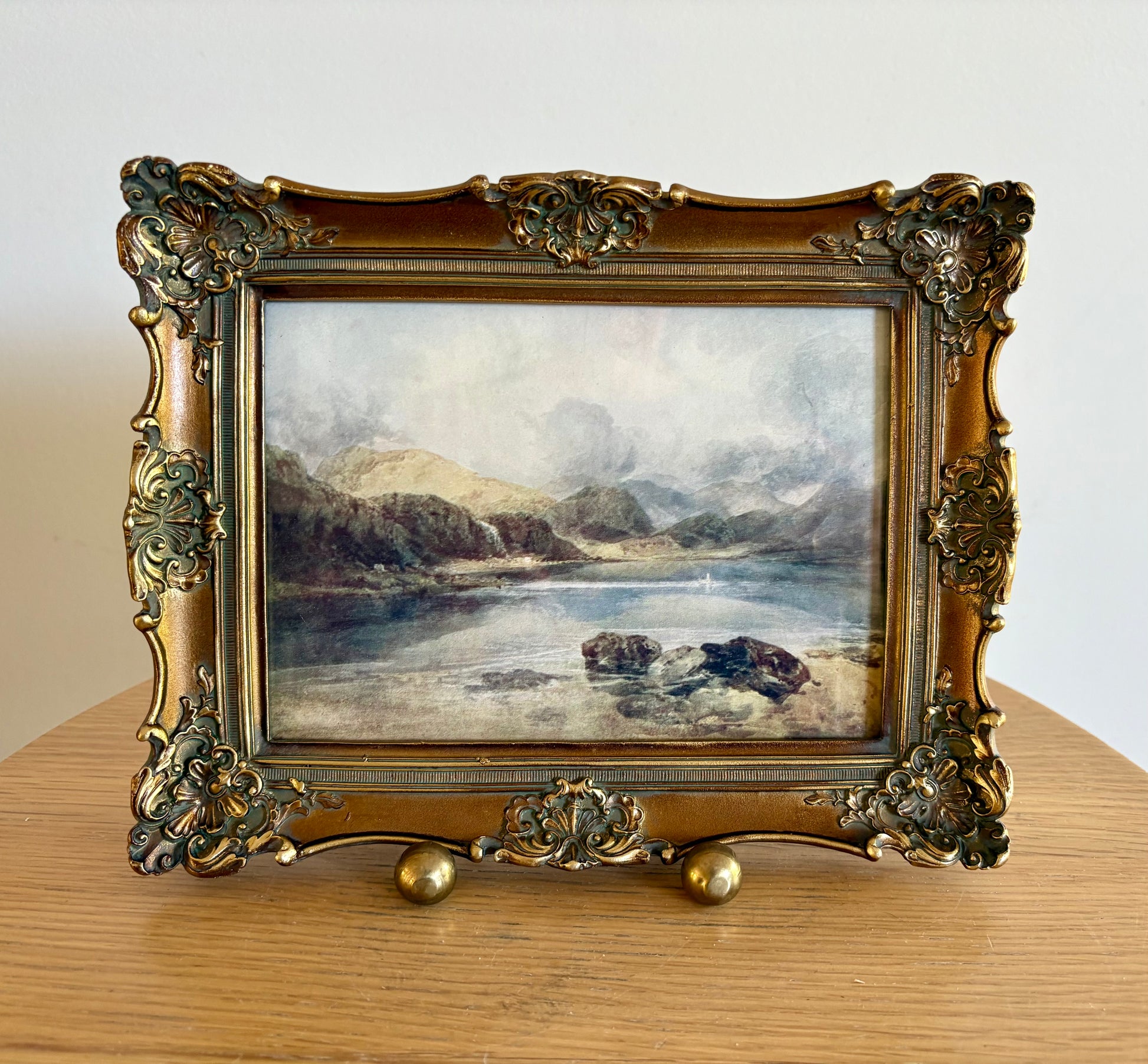 1907 JMW Turner print, “Derwentwater”, antique colour offset print, gilt frame