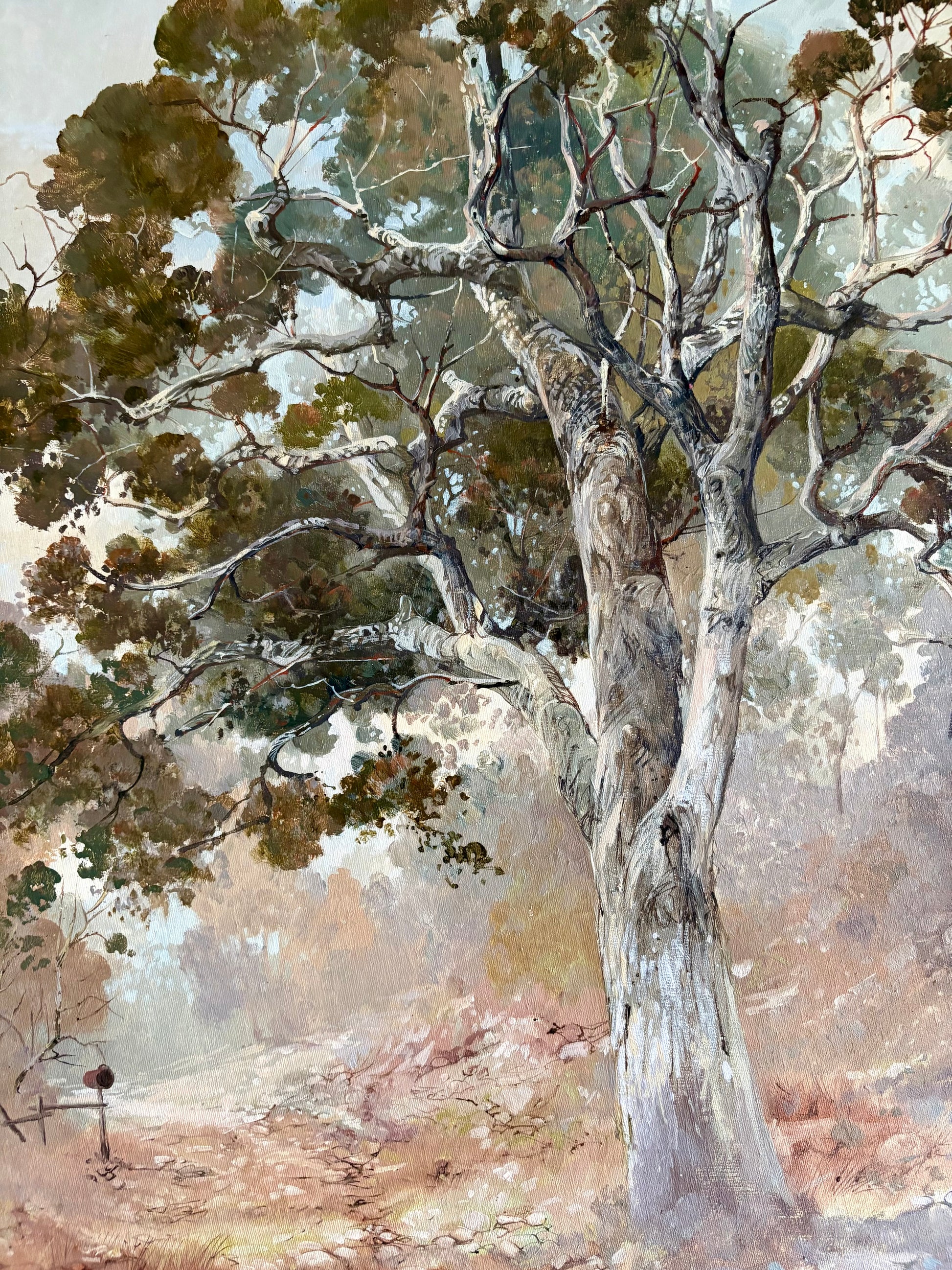 Large 1970s Kerry Collingwood Australian landscape painting, vintage framed art