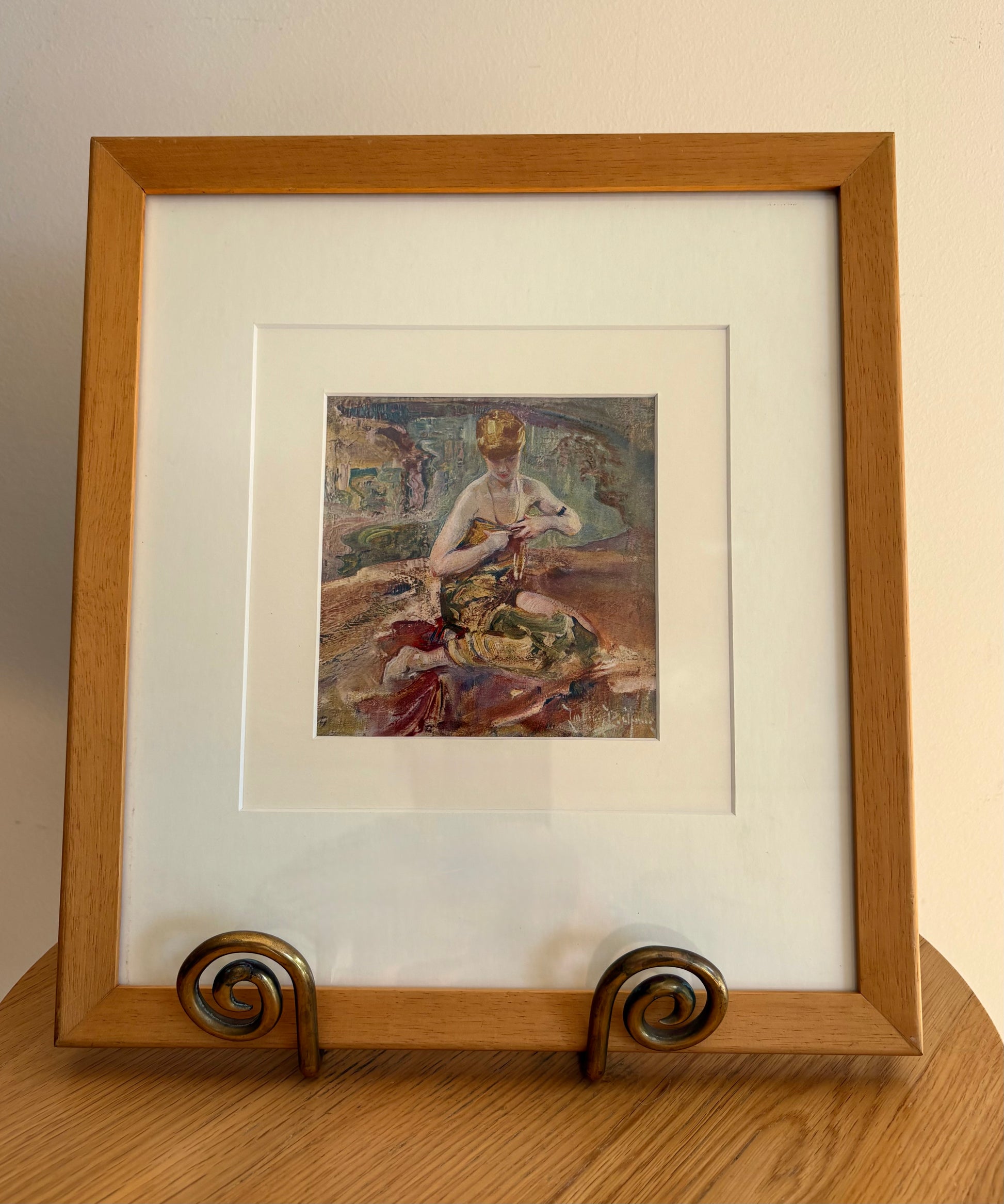 1923 antique print after Lawson Balfour’s painting, Portrait, framed vintage art