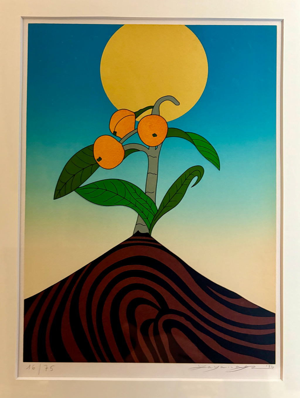Original vintage Japanese screen print, Go Yayanagi, 16/75, framed art