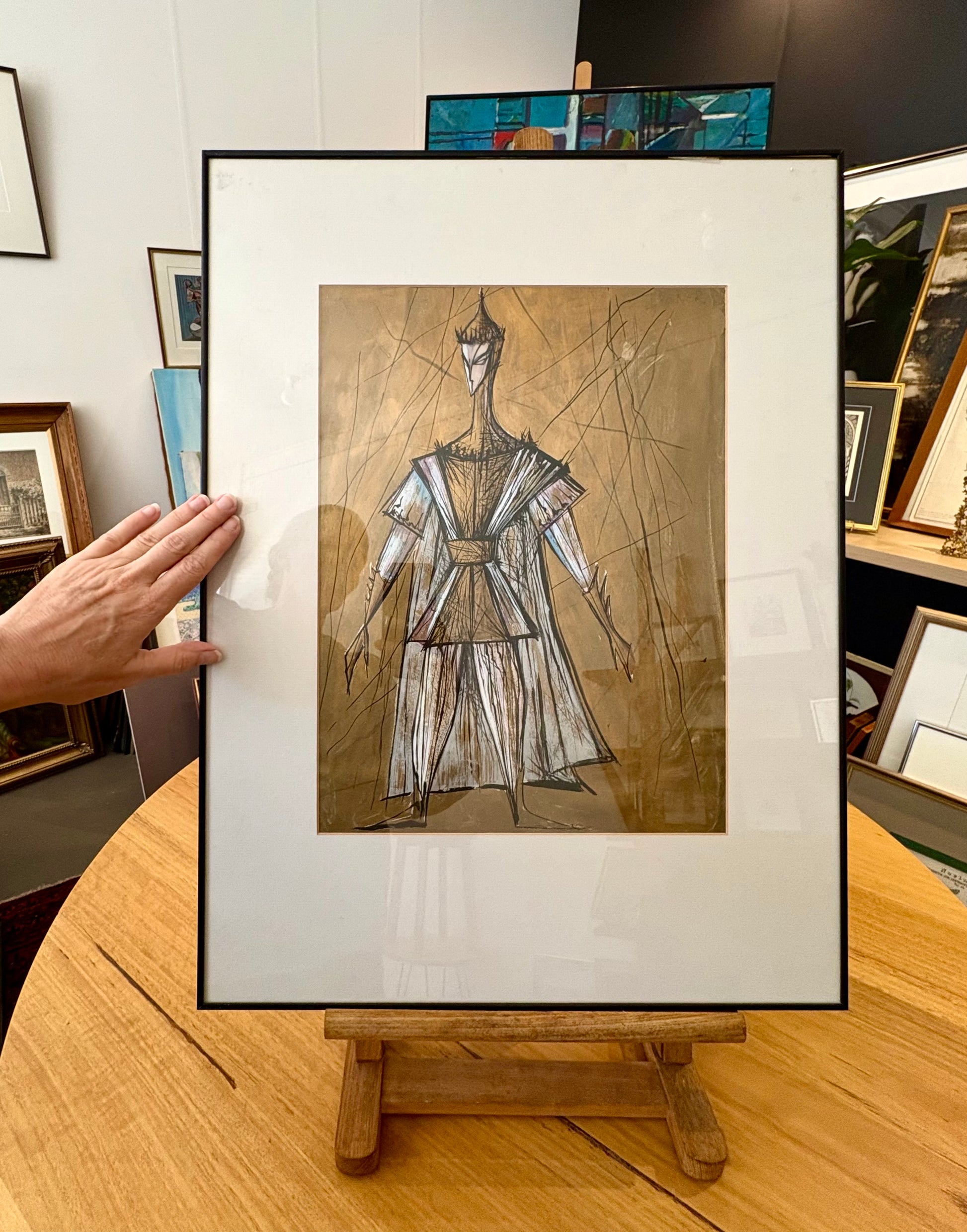 Mid Century original costume design painting, Shakespeare, German, framed art