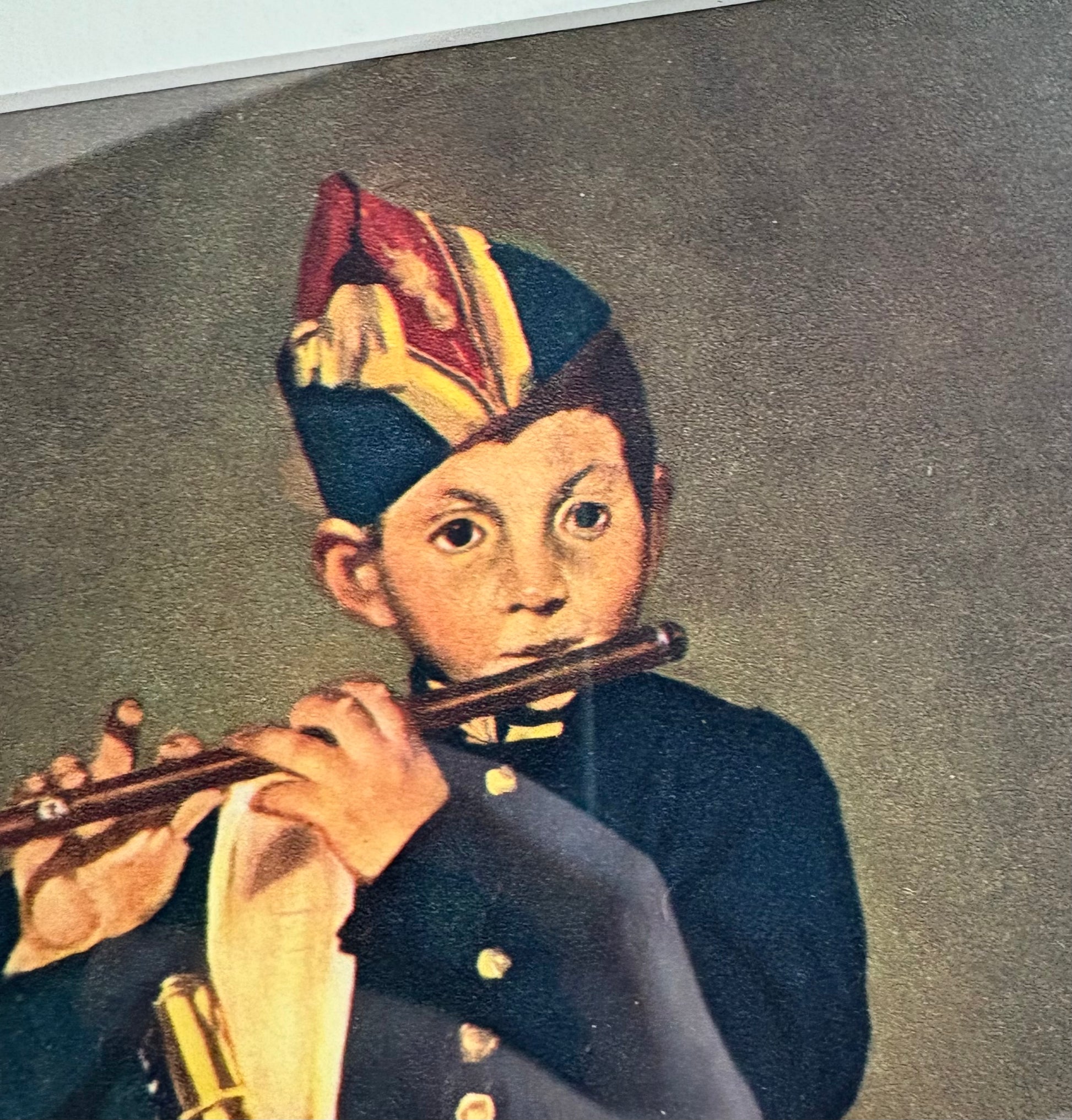 1951 vintage print “Young Flautist”, Manet, flute, gilt framed art, French