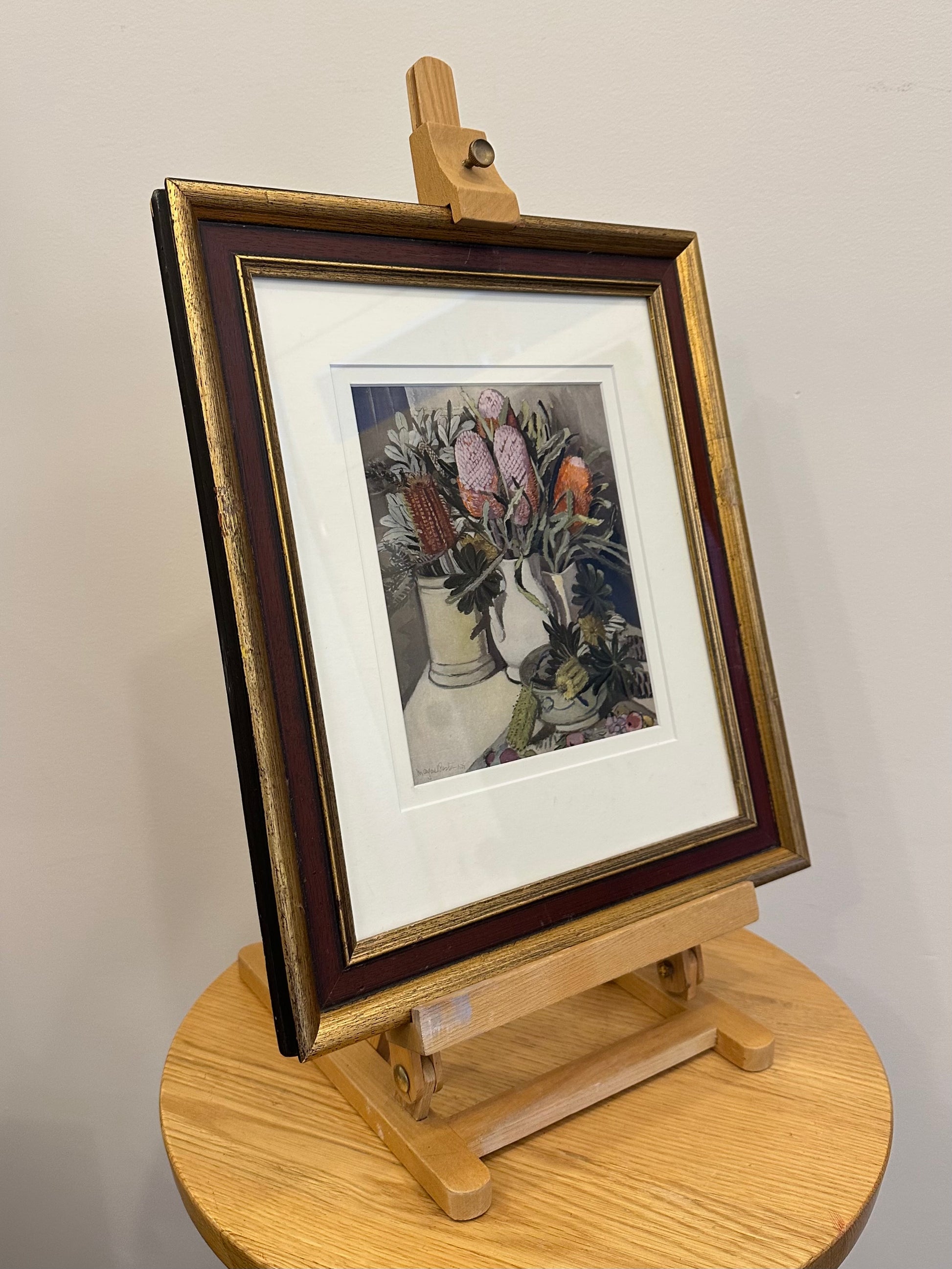 1930s Margaret Preston print, Banksias, antique framed art