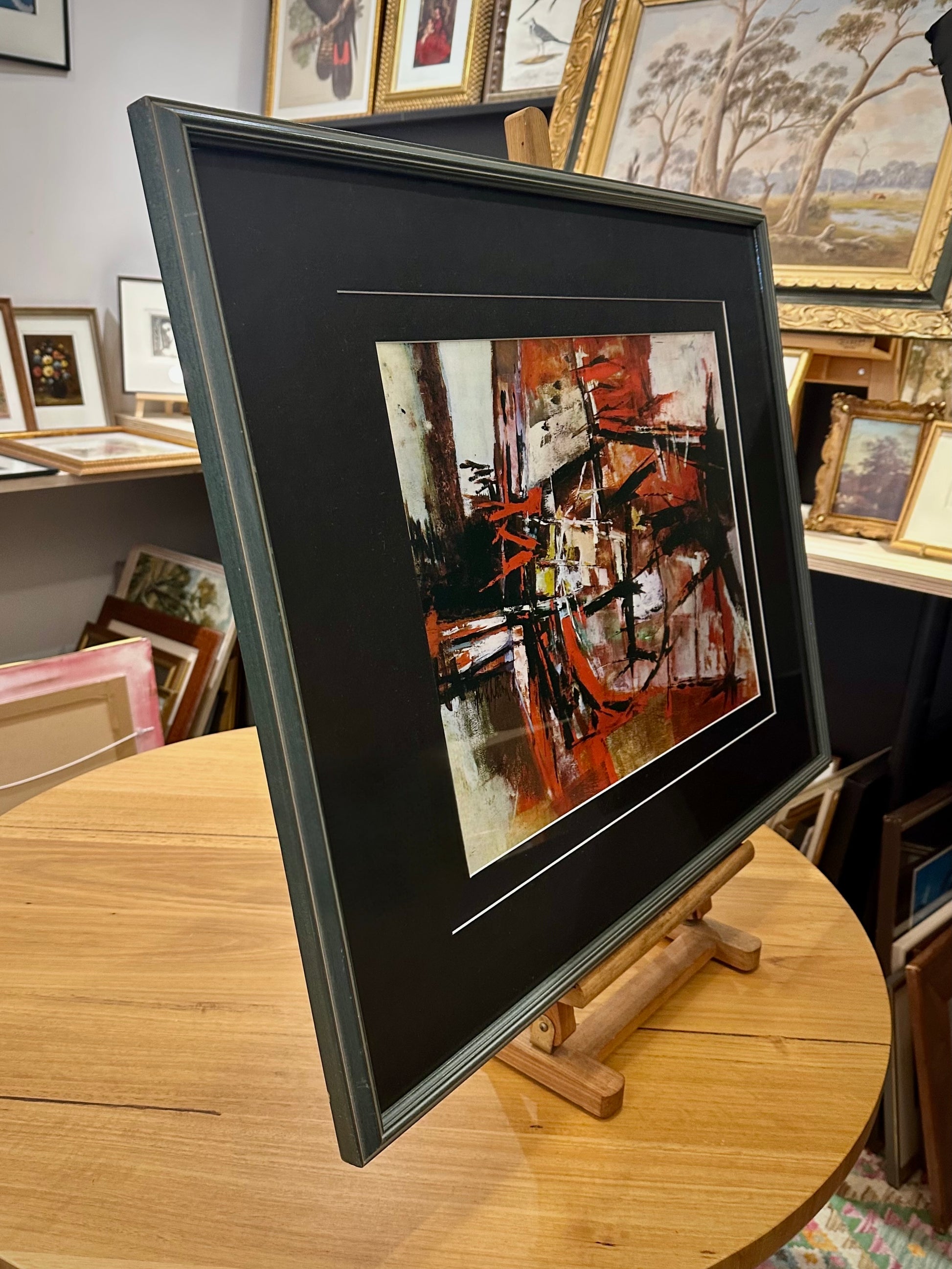 Large 1970's gallery print, Thomas Gleghorn, abstract, Australian, framed art