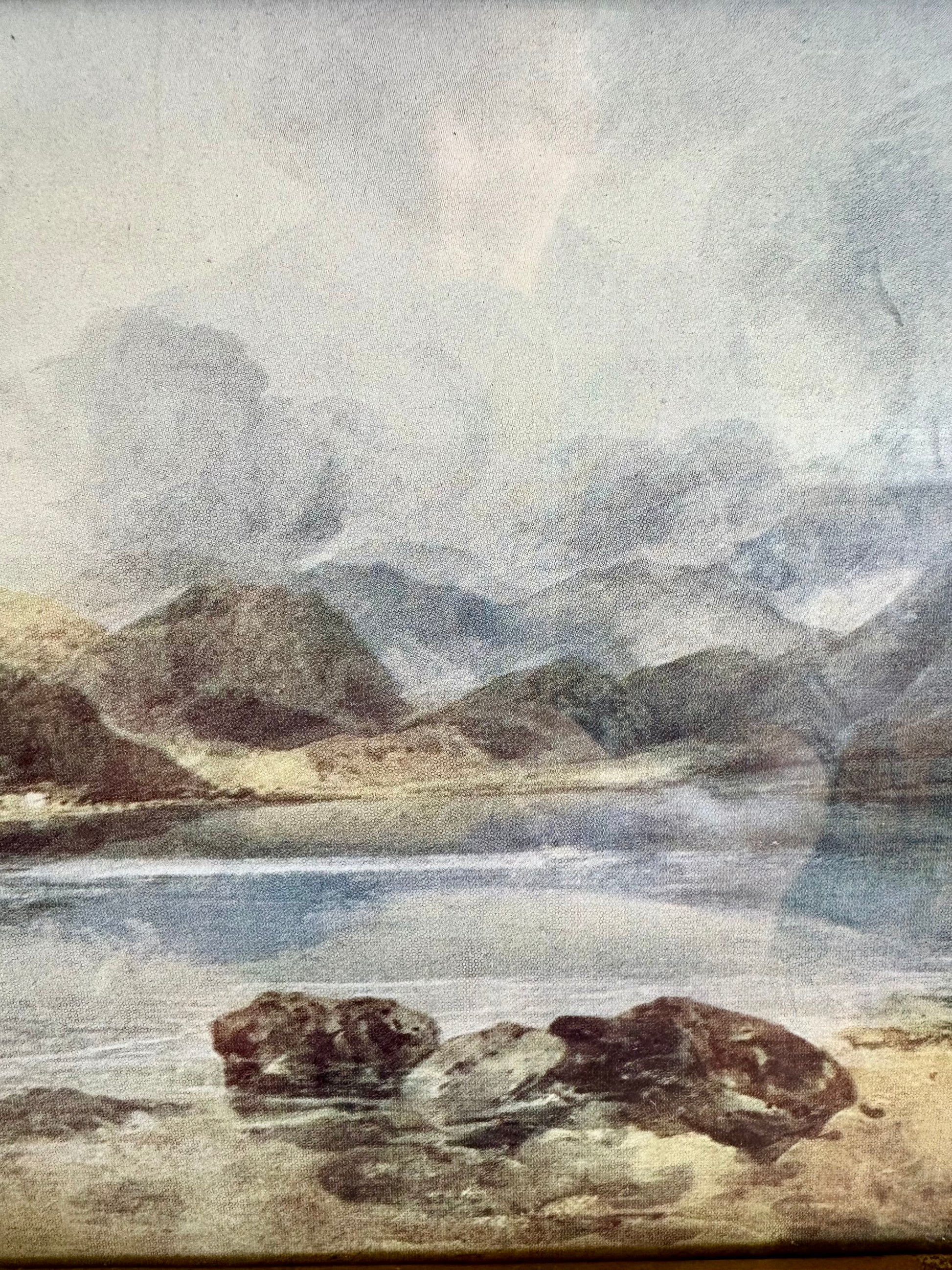 1907 JMW Turner print, “Derwentwater”, antique colour offset print, gilt frame