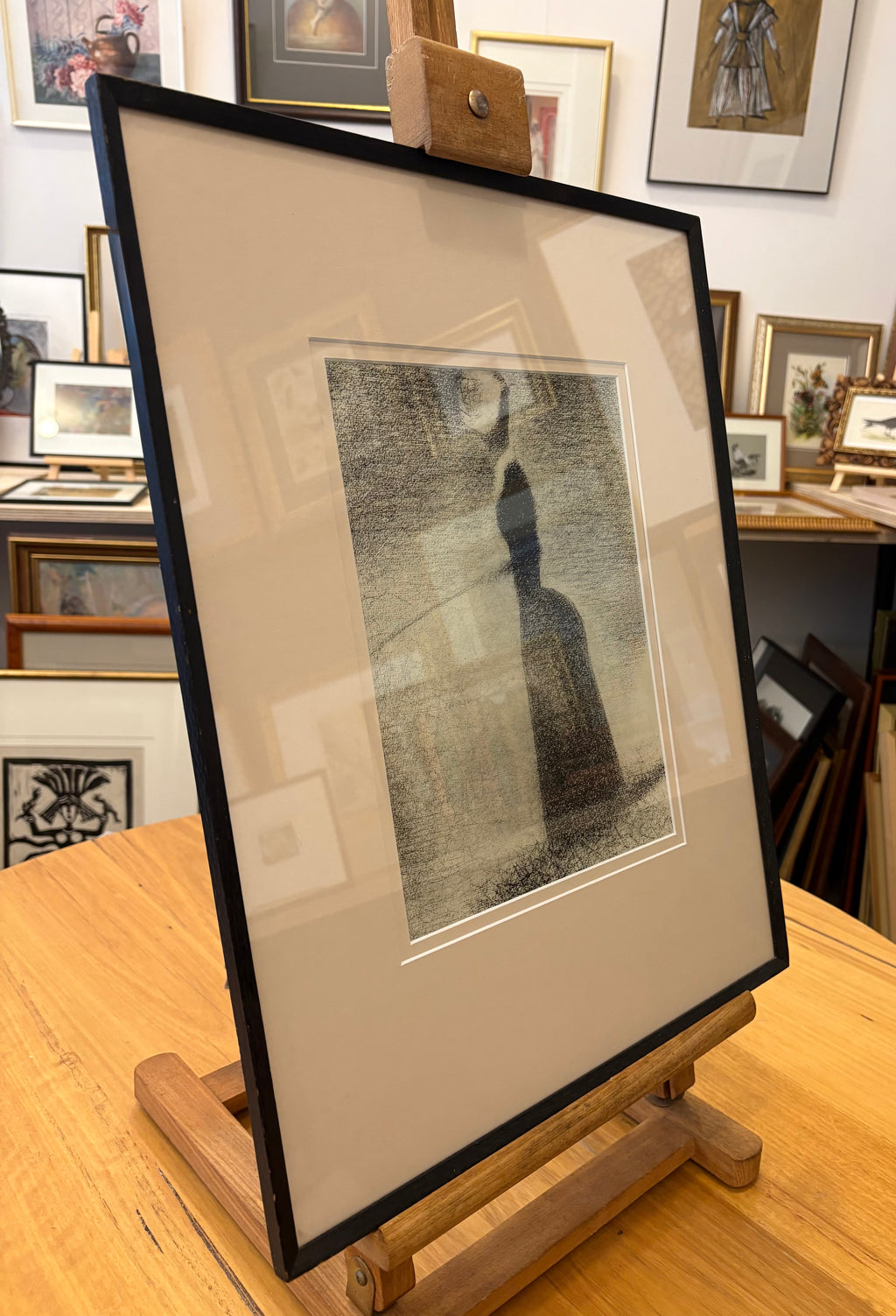 1928 Rare antique lithograph, French, Seurat, drawing folio, framed art
