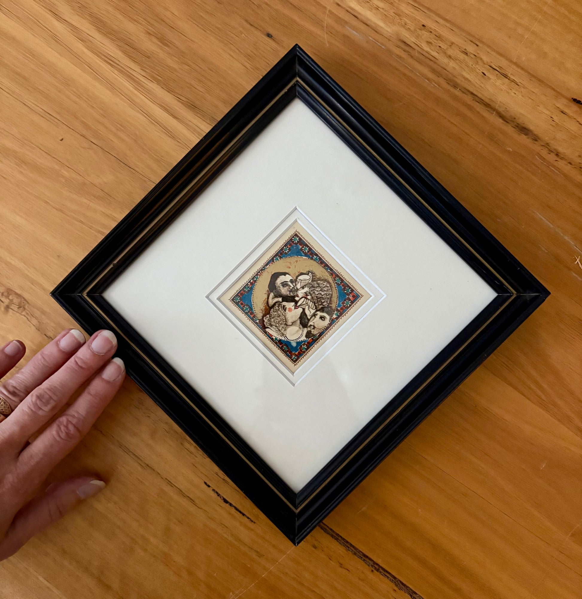 1920s Mariette Lydis gilded offset lithograph, framed art, antique