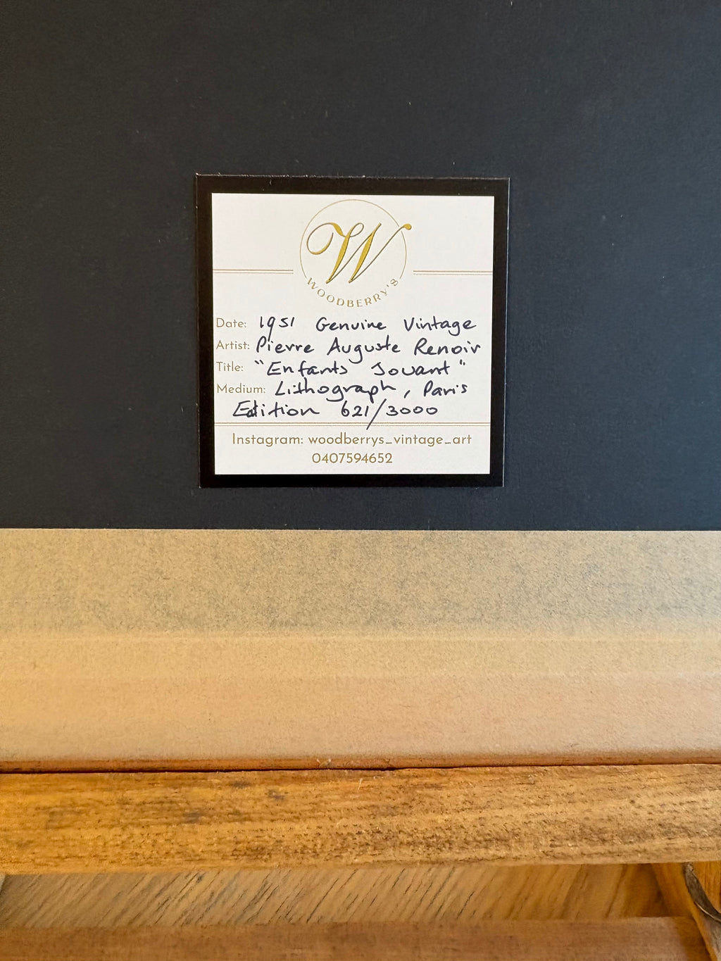 1951 Renoir Lithographic print, limited edition, French, framed vintage artwork