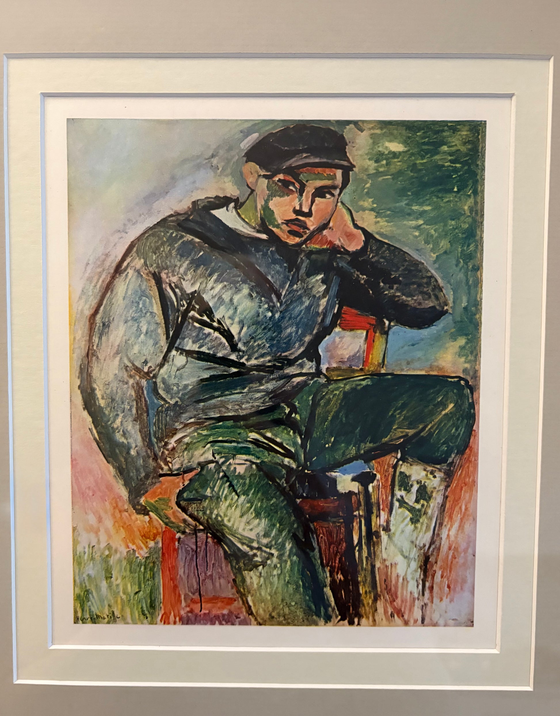 1939 Vintage Henri Matisse fine art print, portrait, framed art, mid-century wall art