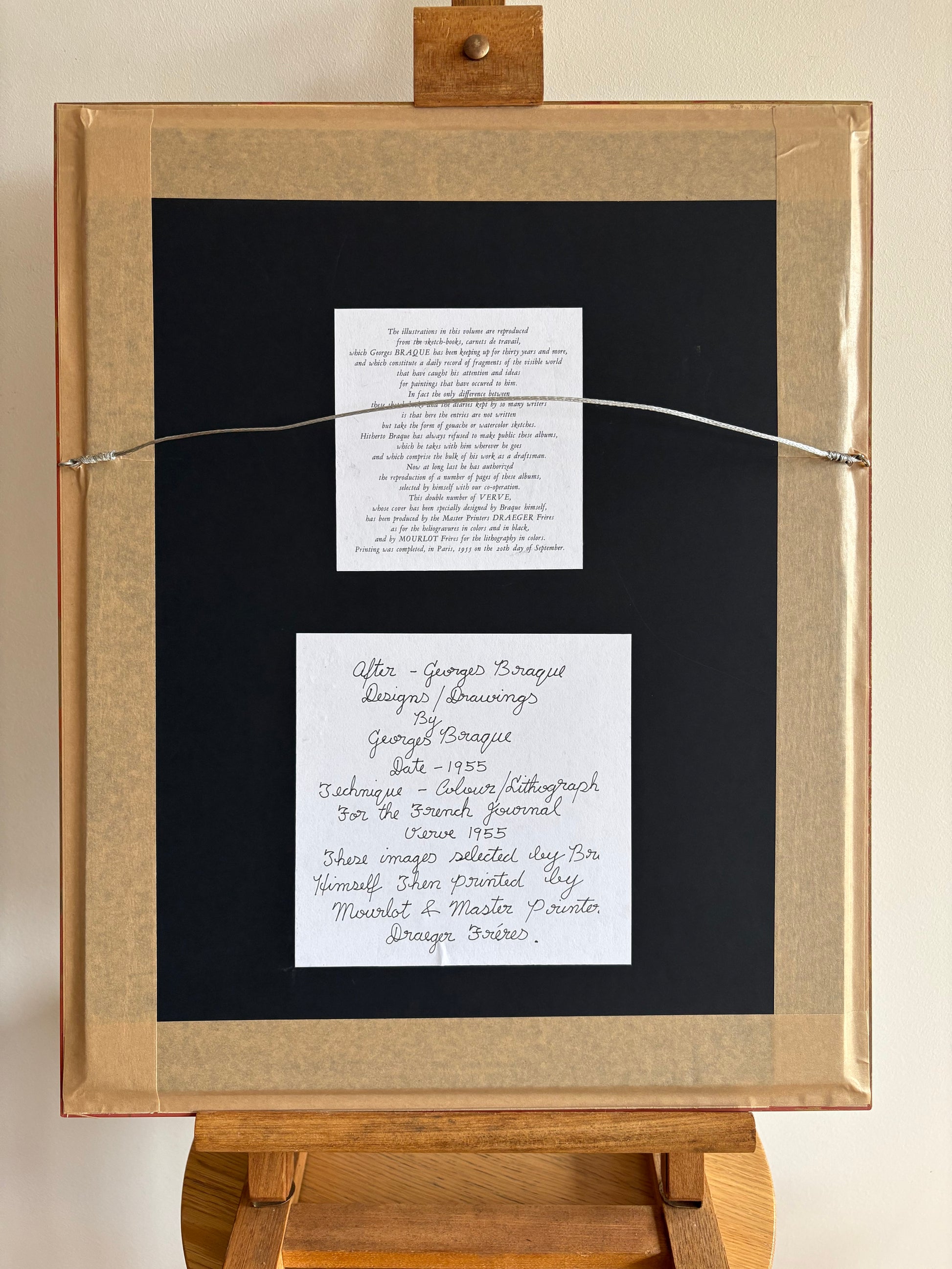 1955 Georges Braque, original lithograph, horses, French, framed mid century art