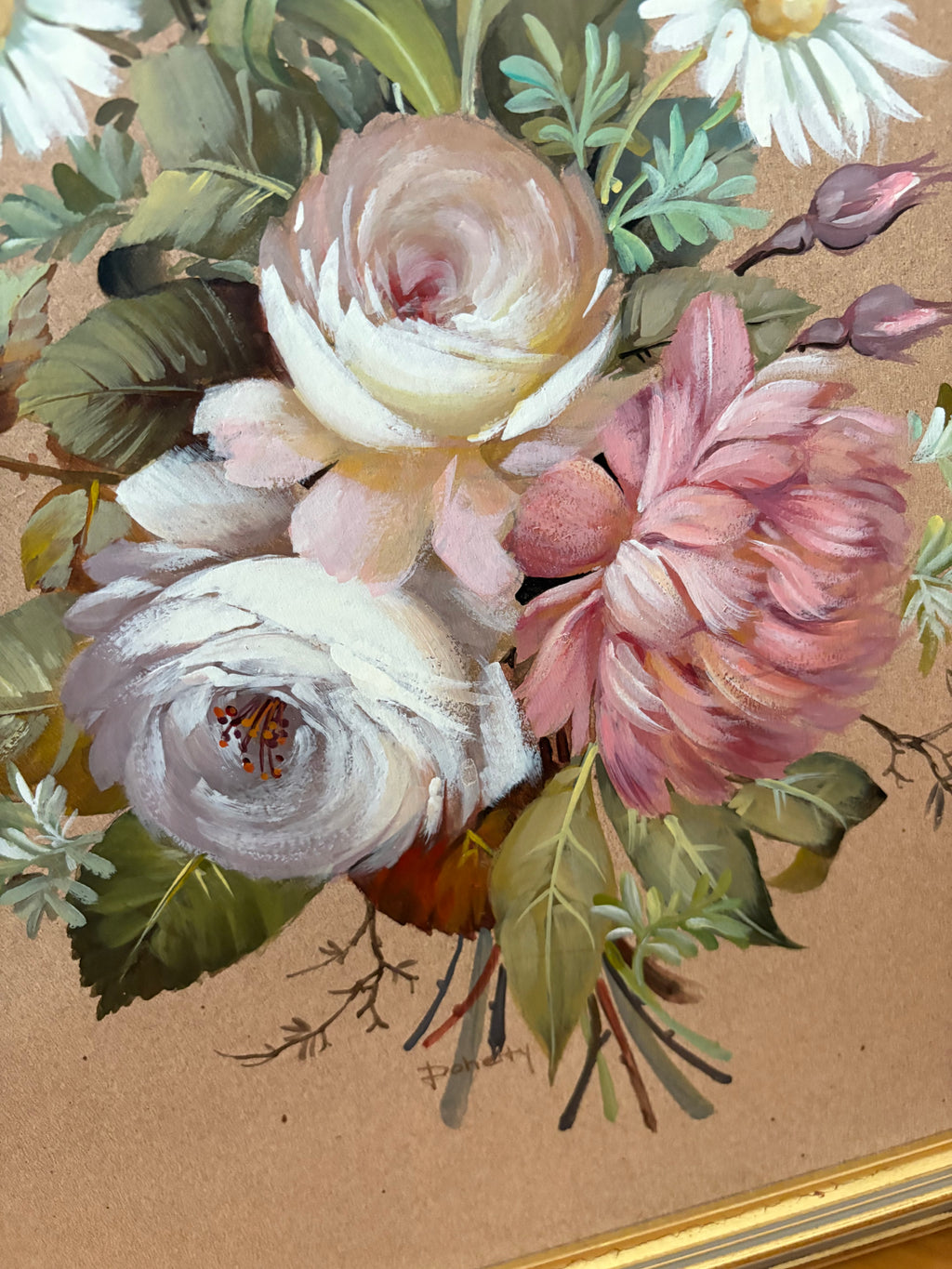 Pair of 1960s original watercolour paintings on board, “Floral Bouquet”, signed