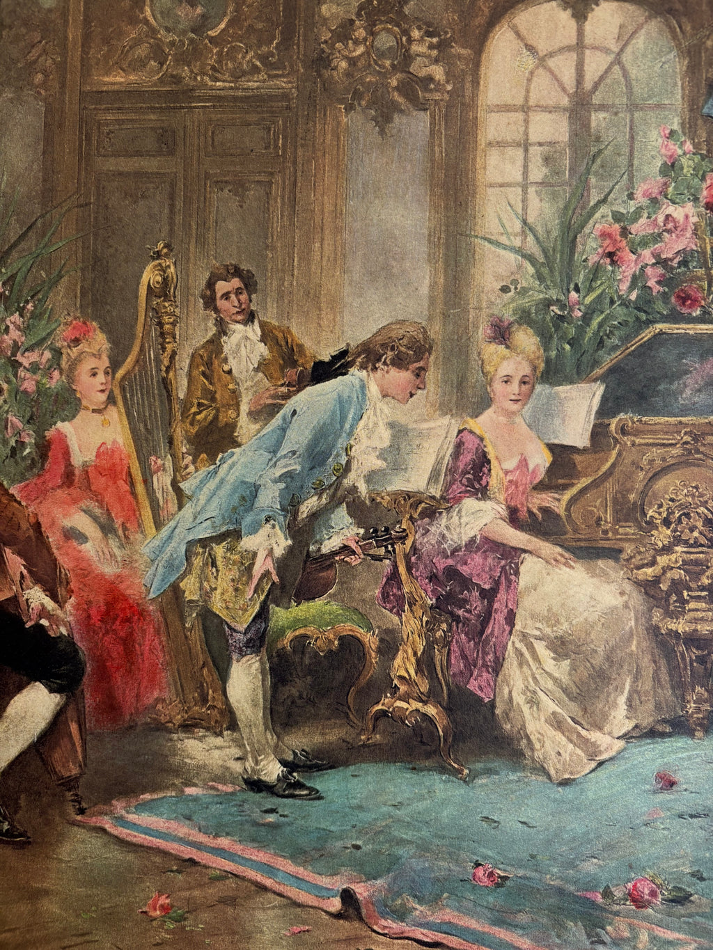 Vintage framed print, “Mozart at the Court of Marie Antoinette", Vicente García de Paredes