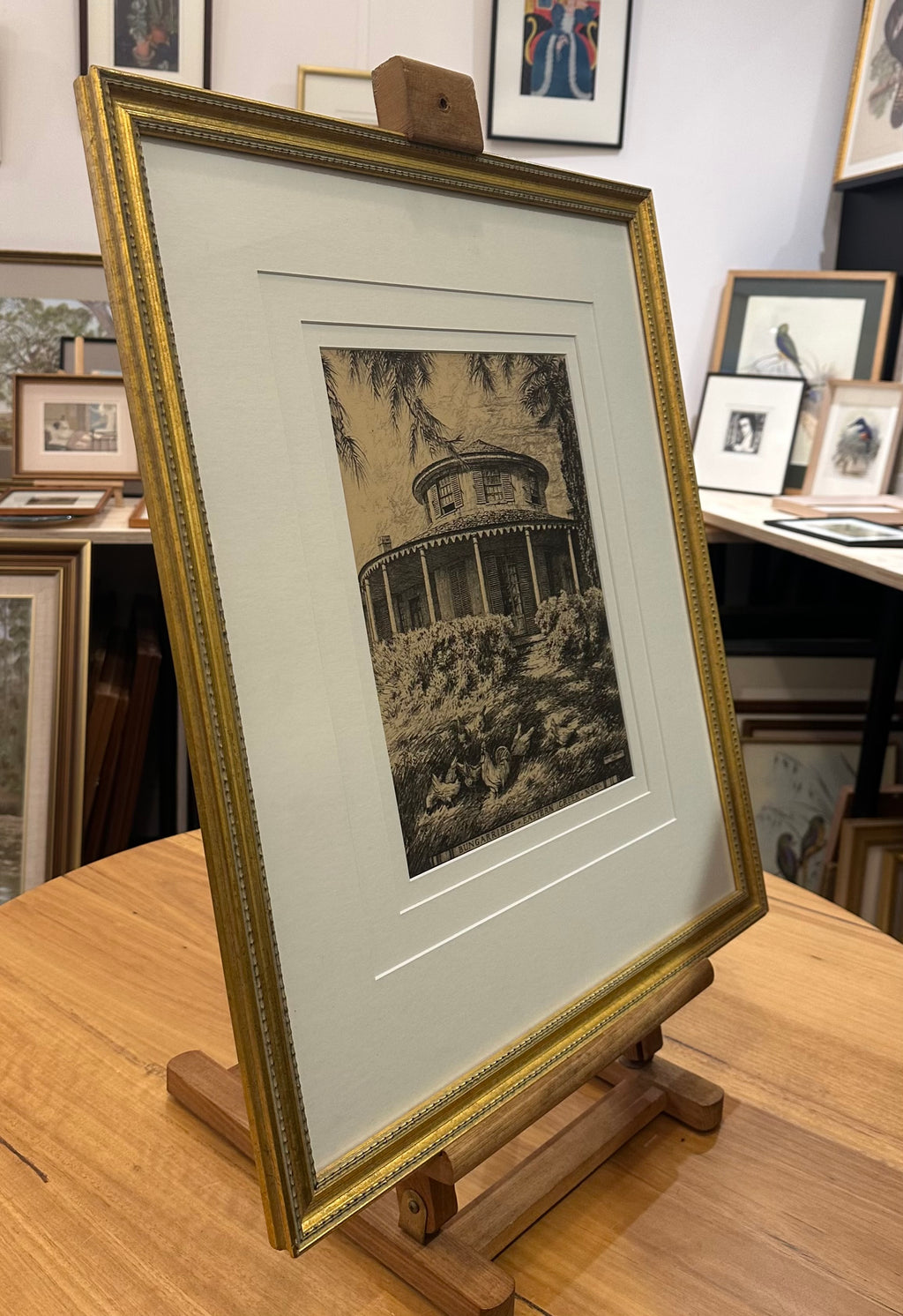 1920s Antique Hardy Wilson collotype print, Architecture, NSW, framed art