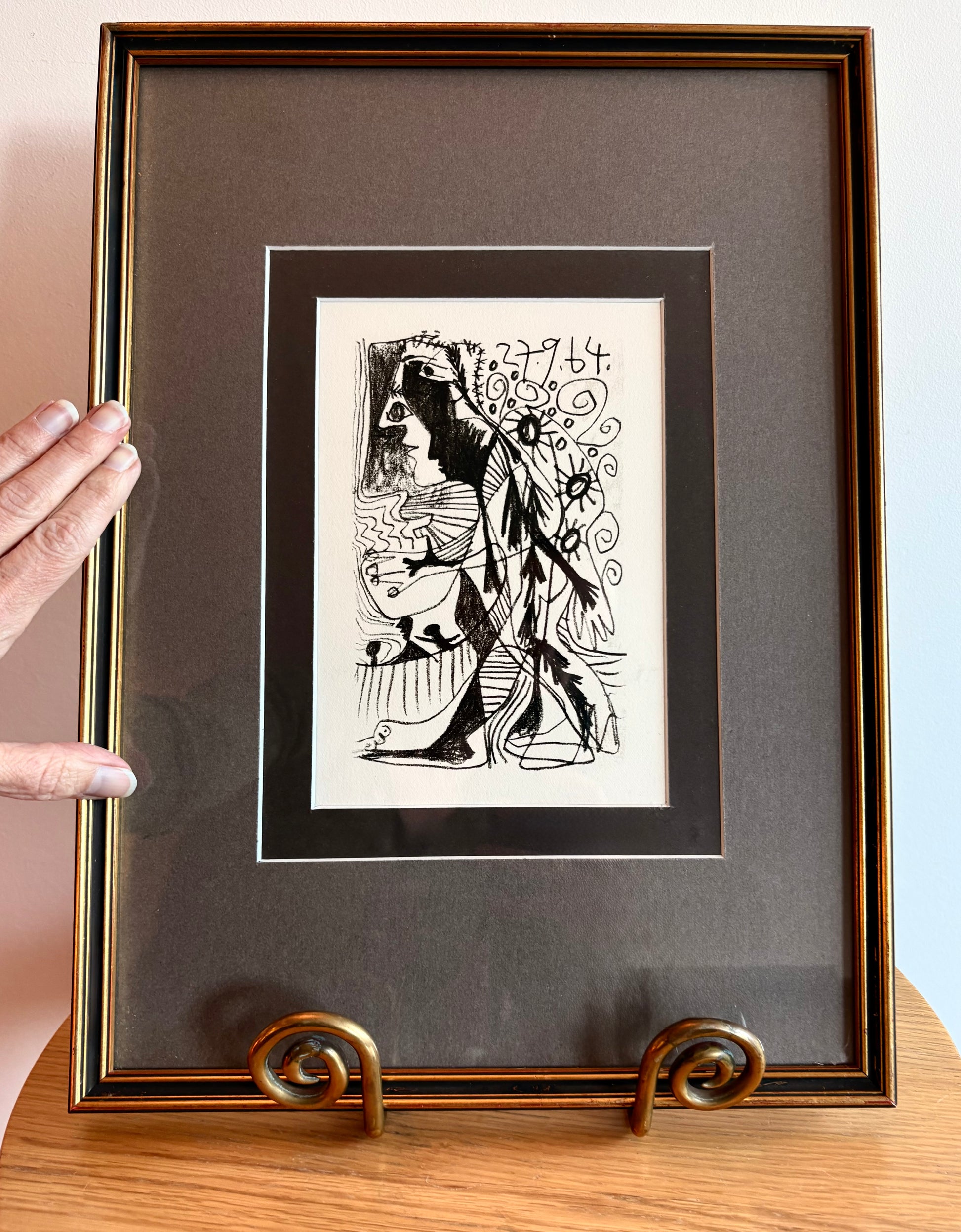 Limited Edition 634/666 Picasso lithographic print, framed mid century art, Cubism